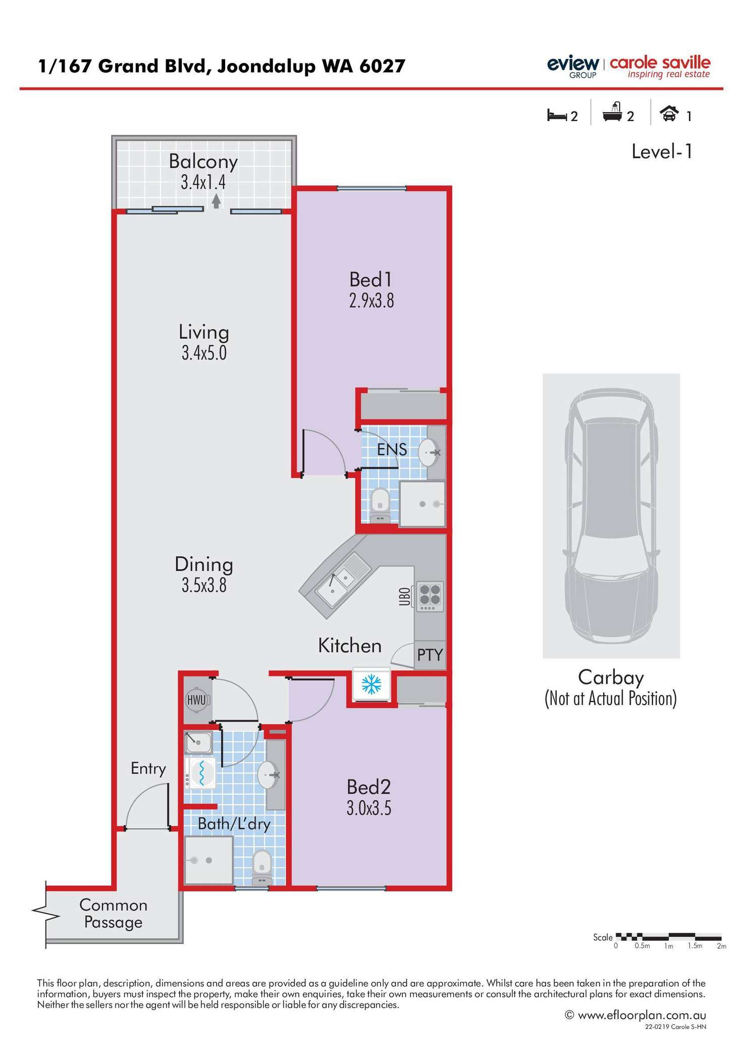 Floorplan of Homely unit listing, 1/167 Grand Boulevard, Joondalup WA 6027