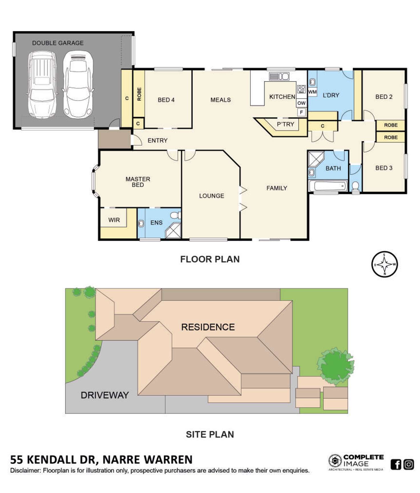 Floorplan of Homely house listing, 55 Kendall Drive, Narre Warren VIC 3805