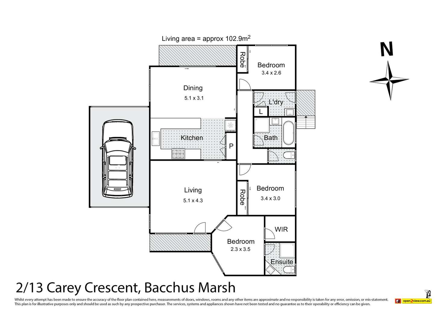 Floorplan of Homely unit listing, 2/13 Carey Crescent, Bacchus Marsh VIC 3340