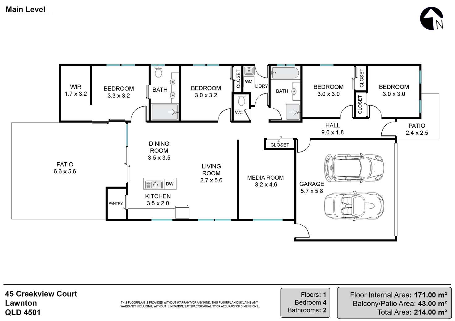 Floorplan of Homely house listing, 45 Creekview Court, Lawnton QLD 4501