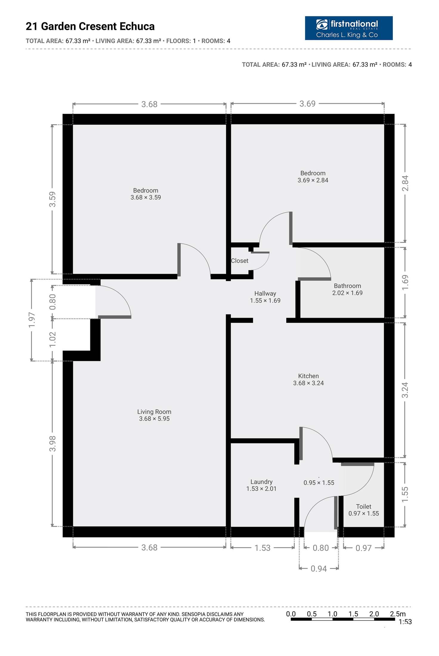 Floorplan of Homely house listing, 21 Garden Crescent, Echuca VIC 3564