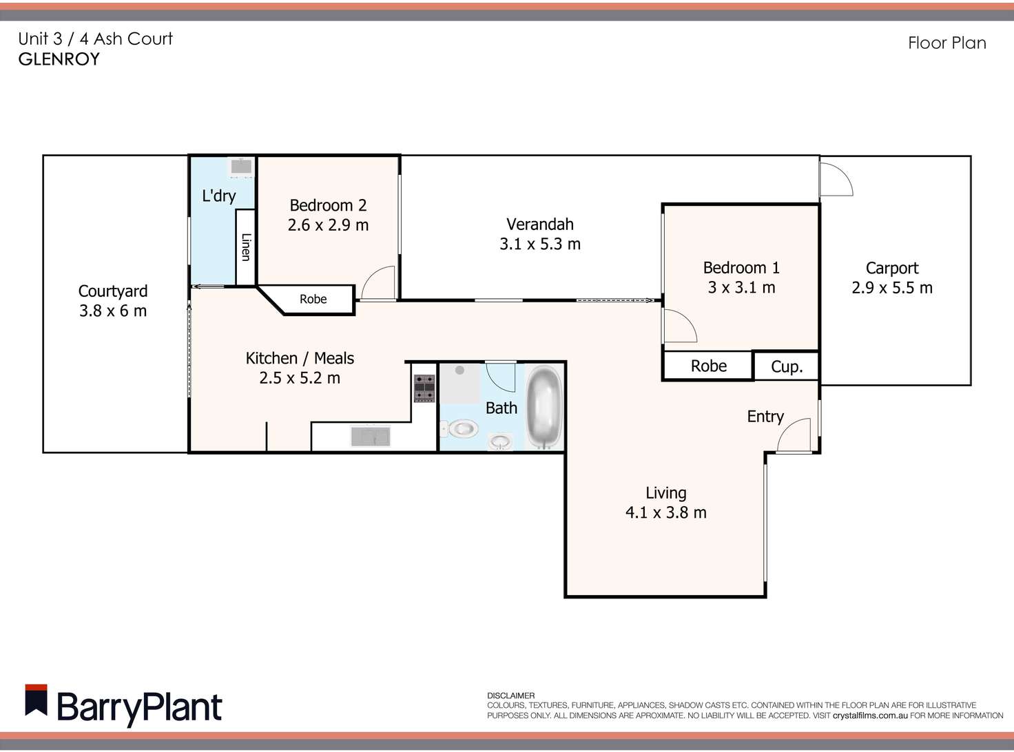 Floorplan of Homely villa listing, 3/4 Ash Court, Glenroy VIC 3046