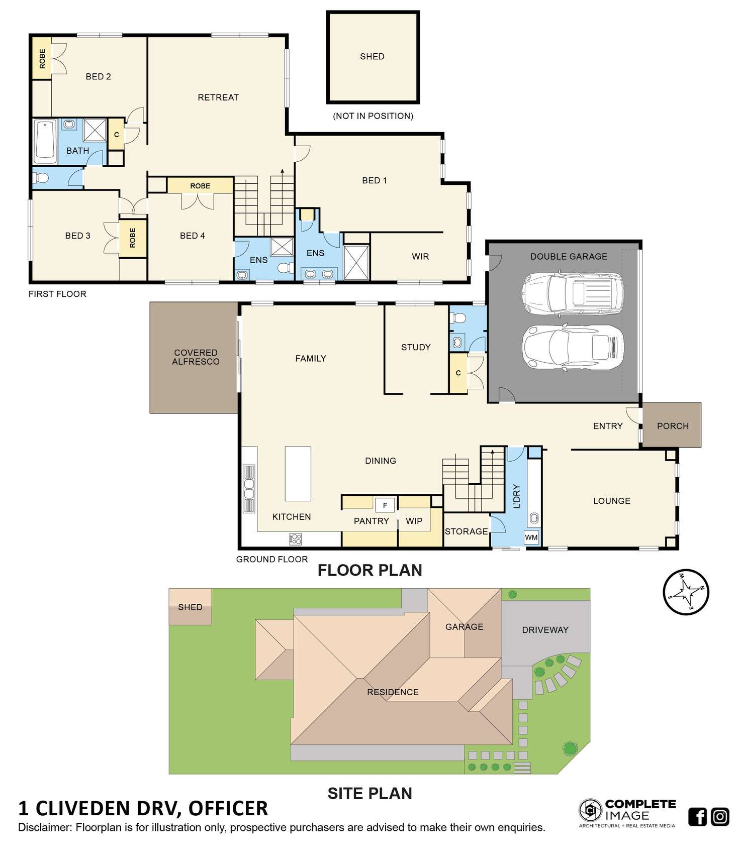 Floorplan of Homely house listing, 1 Cliveden Drive, Officer VIC 3809