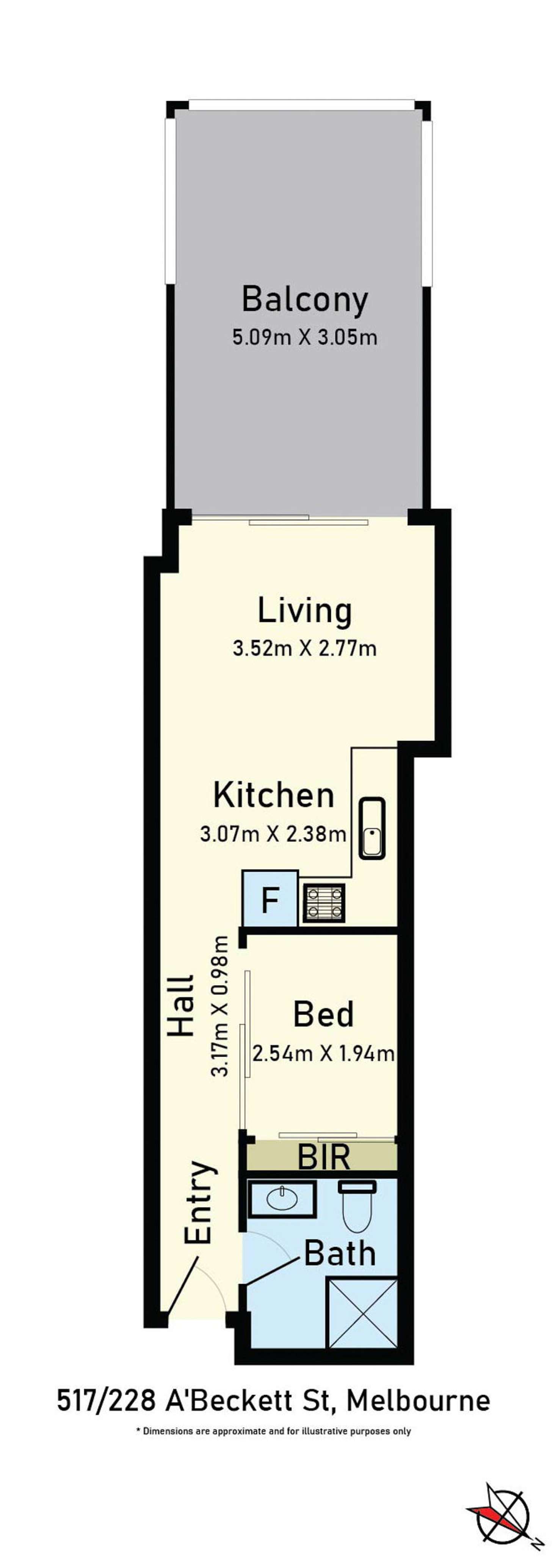 Floorplan of Homely apartment listing, 517/228 Abeckett Street, Melbourne VIC 3000