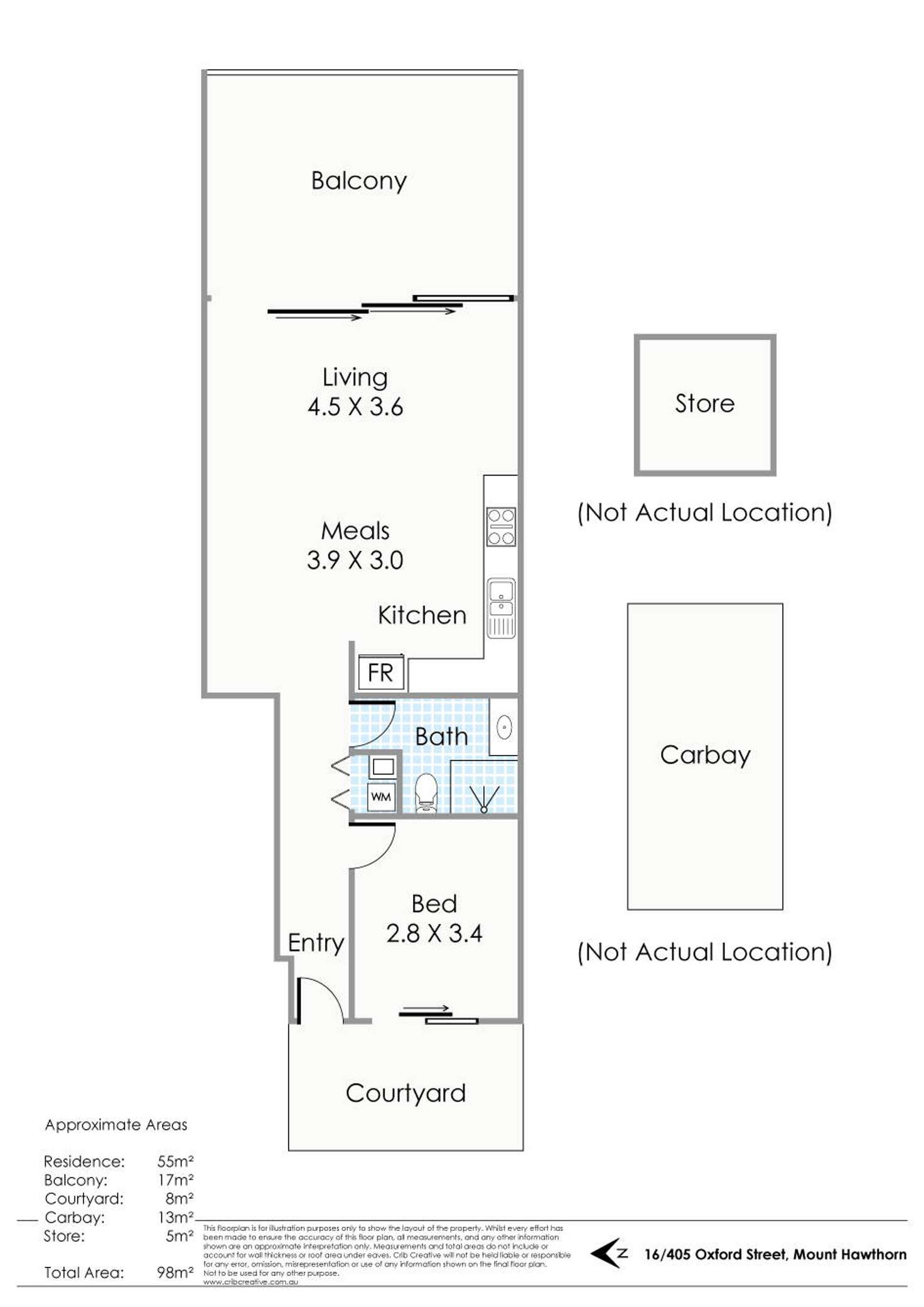 Floorplan of Homely apartment listing, 16/405 Oxford Street, Mount Hawthorn WA 6016