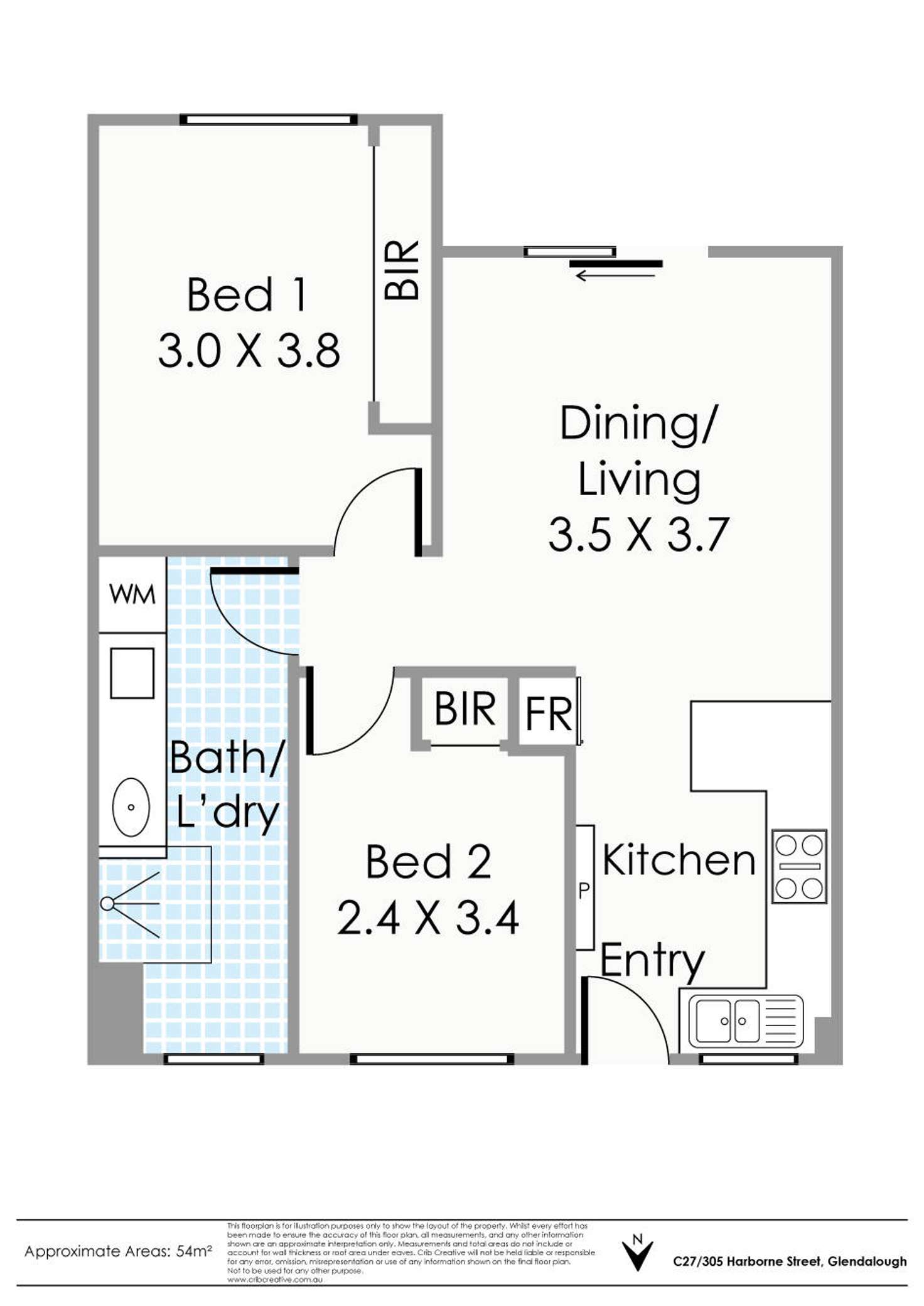 Floorplan of Homely unit listing, C27/305 Harborne Street, Glendalough WA 6016