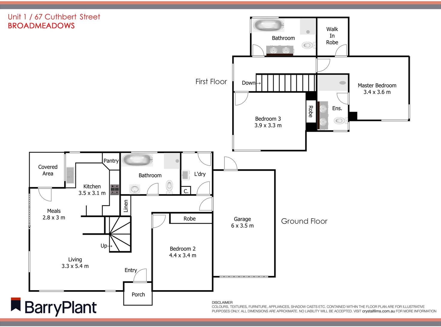 Floorplan of Homely townhouse listing, 1/67 Cuthbert Street, Broadmeadows VIC 3047