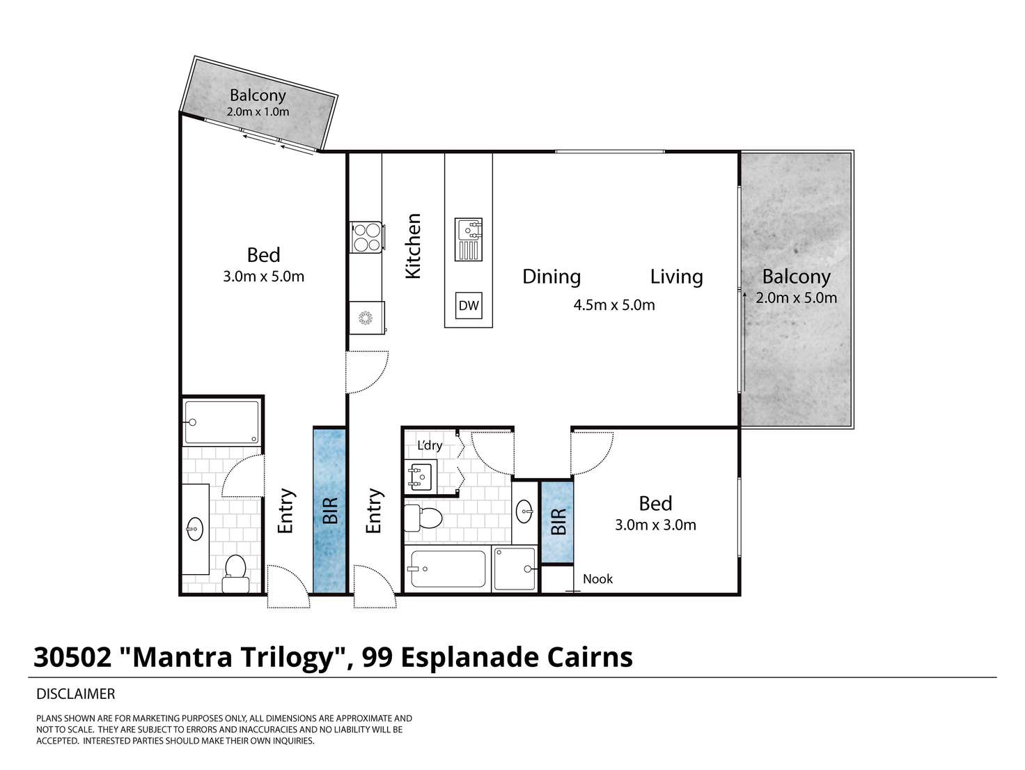 Floorplan of Homely apartment listing, 30502/99 Esplanade, Cairns City QLD 4870