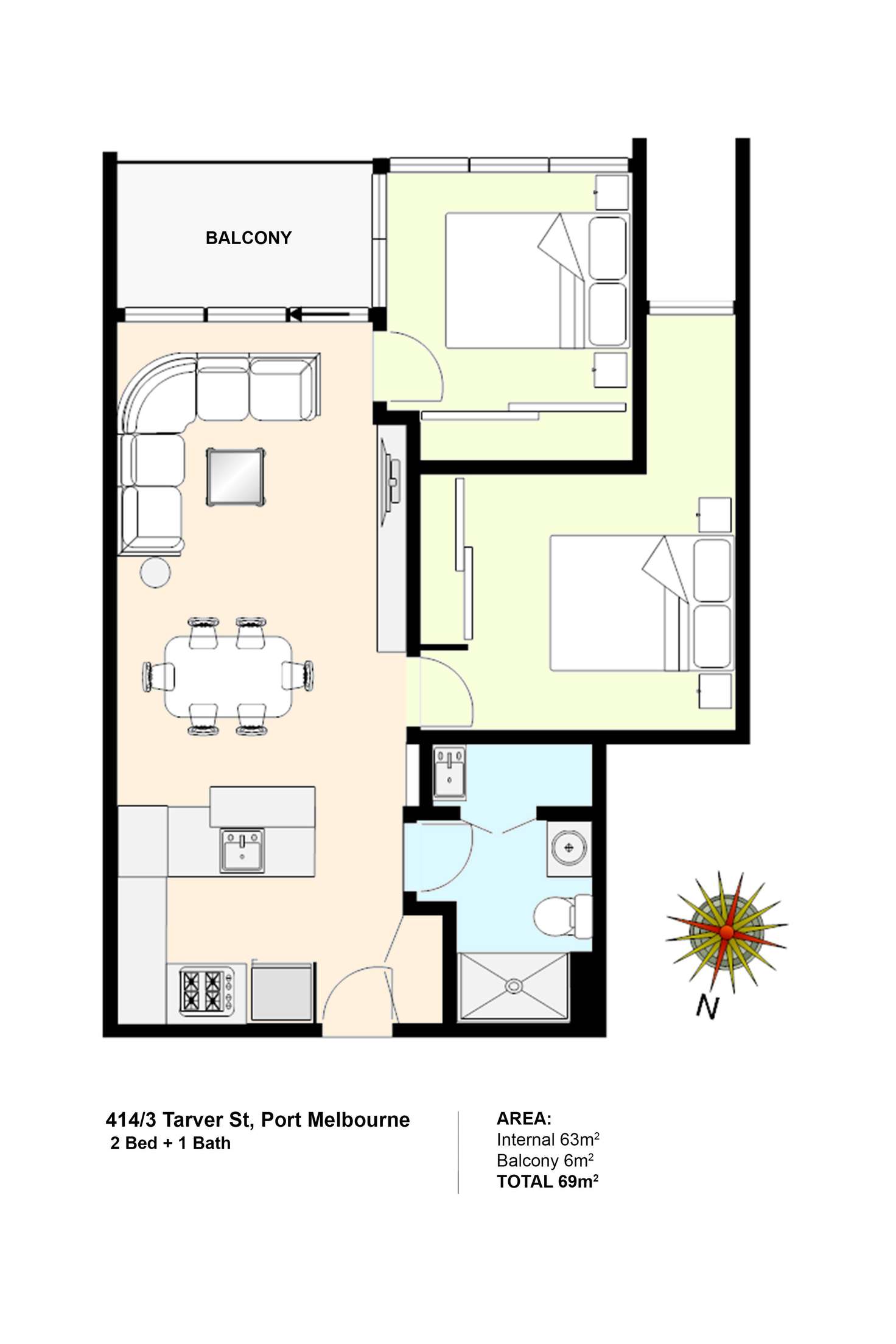 Floorplan of Homely apartment listing, 414/3 Tarver Street, Port Melbourne VIC 3207