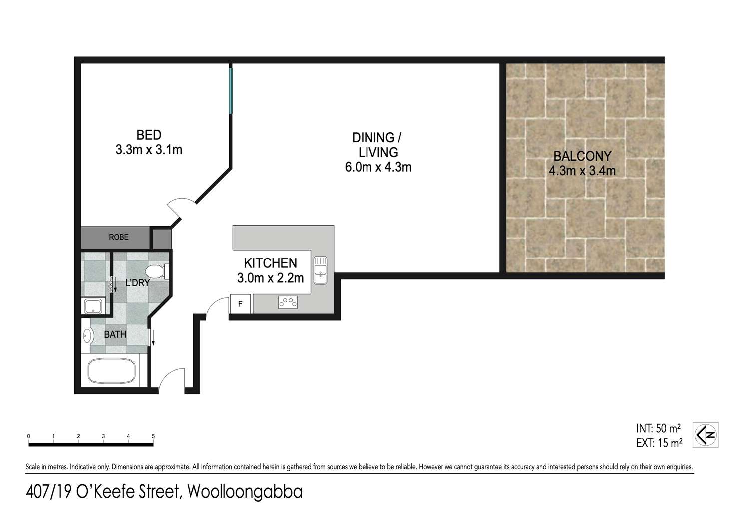 Floorplan of Homely apartment listing, 407/19 O'Keefe Street, Woolloongabba QLD 4102