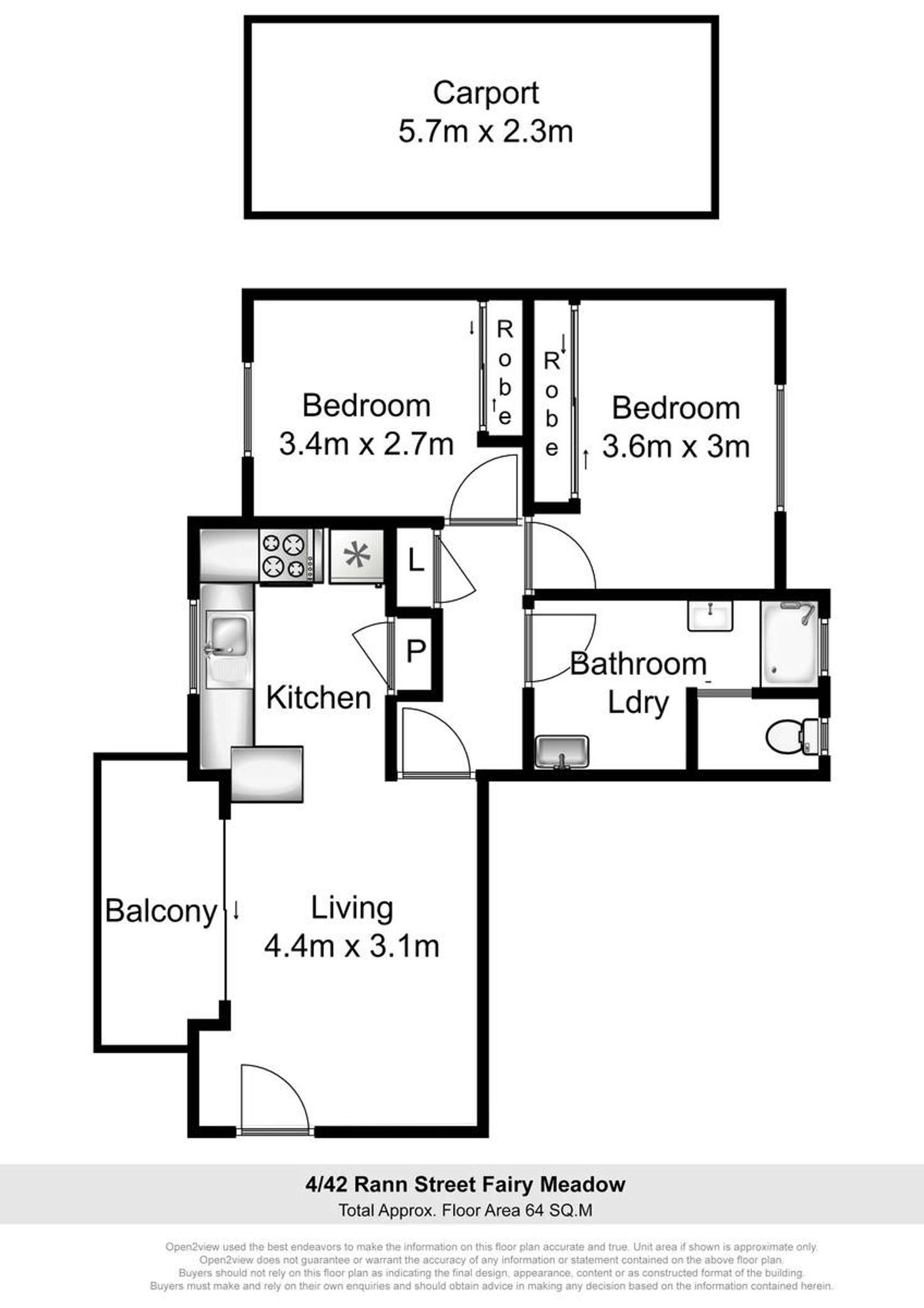 Floorplan of Homely unit listing, 4/42 Rann Street, Fairy Meadow NSW 2519