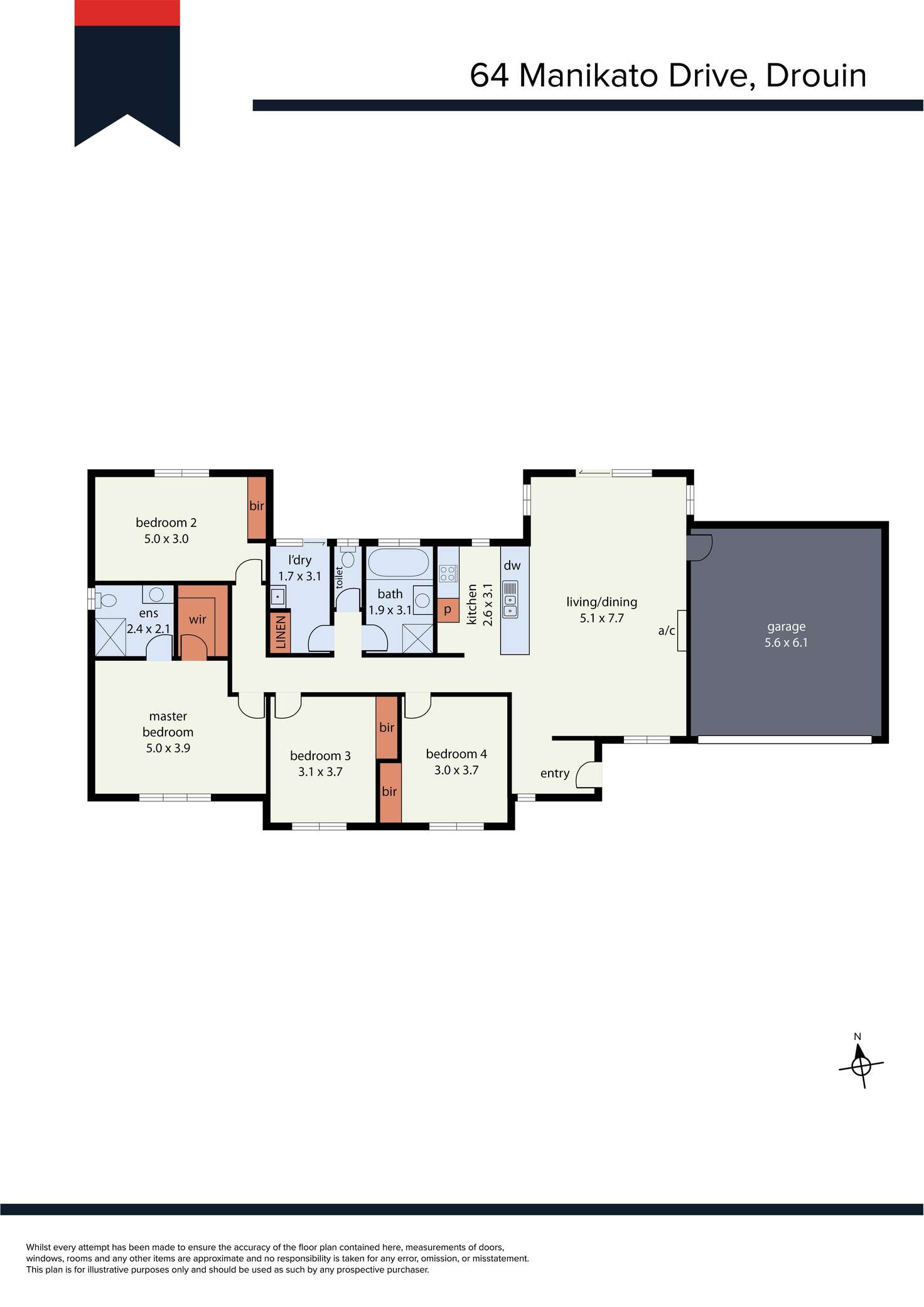 Floorplan of Homely house listing, 64 Manikato Drive, Drouin VIC 3818