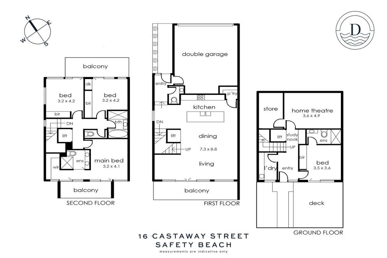 Floorplan of Homely semiDetached listing, 16 Castaway Street, Safety Beach VIC 3936