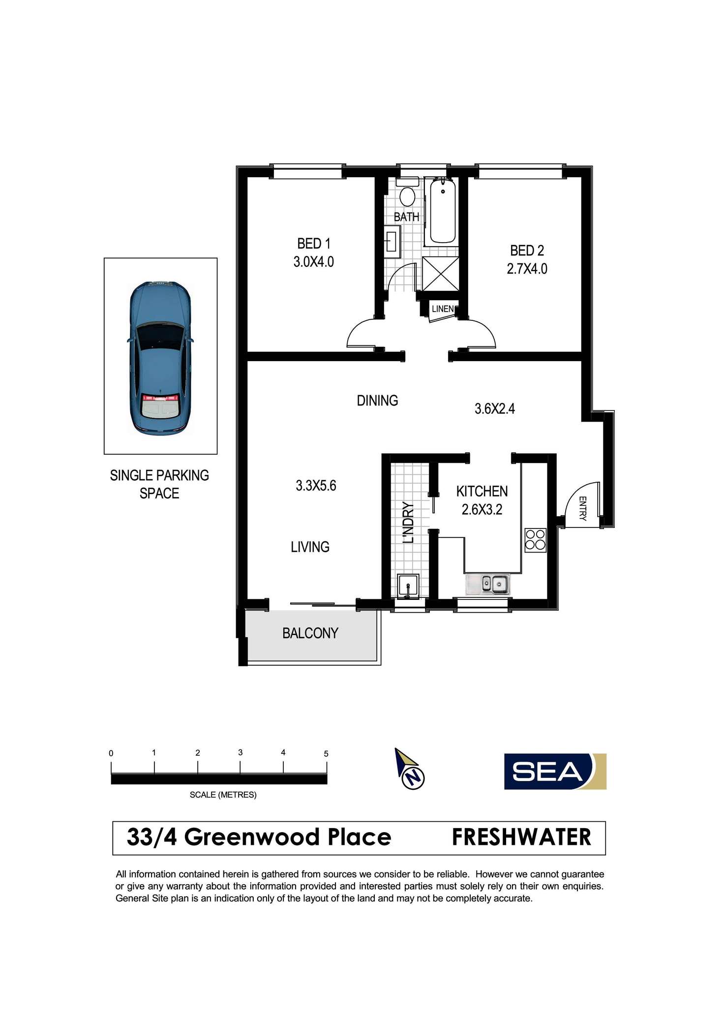 Floorplan of Homely unit listing, 33/4 Greenwood Place, Freshwater NSW 2096