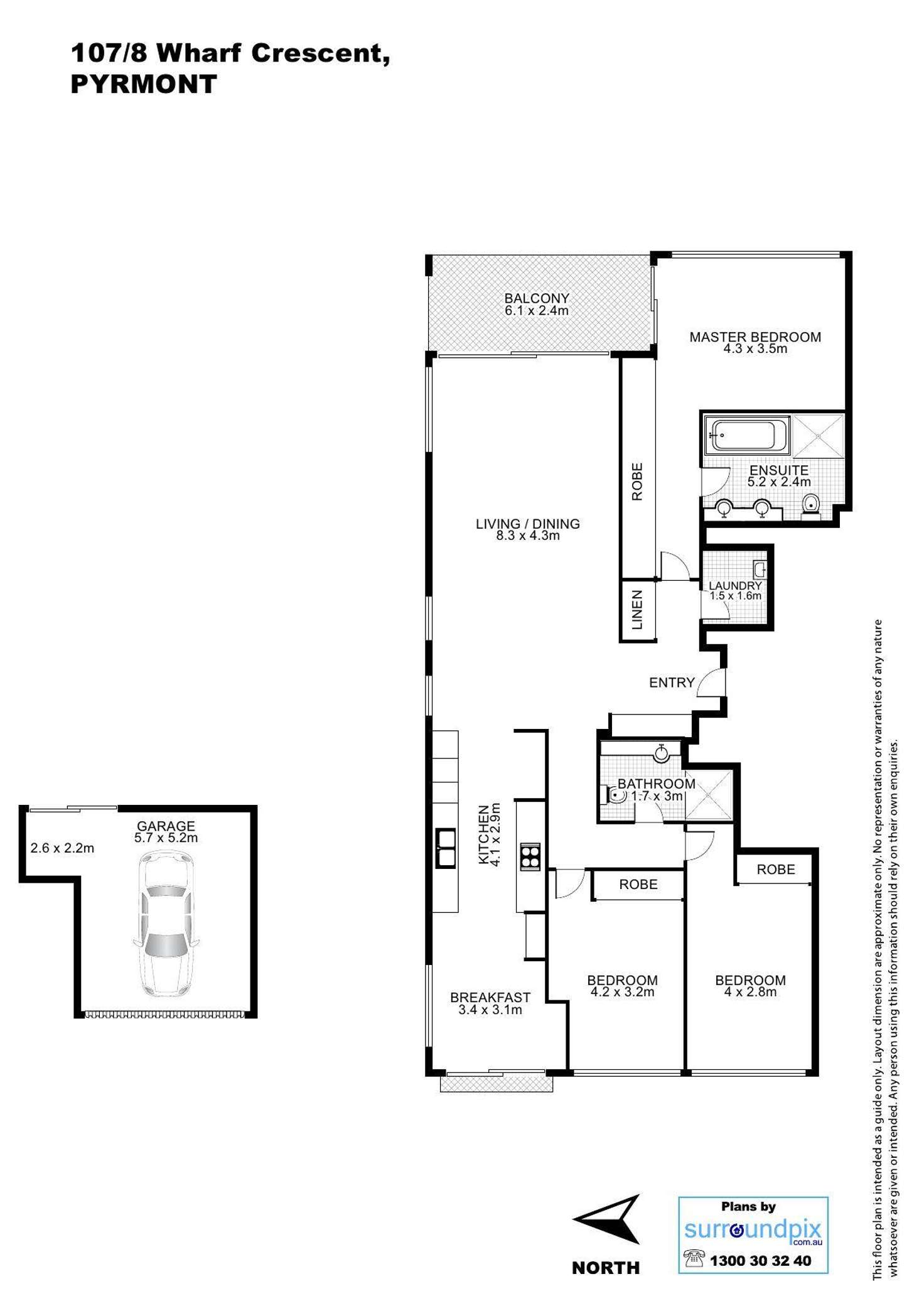 Floorplan of Homely apartment listing, 107/8-14 Wharf Crescent, Pyrmont NSW 2009