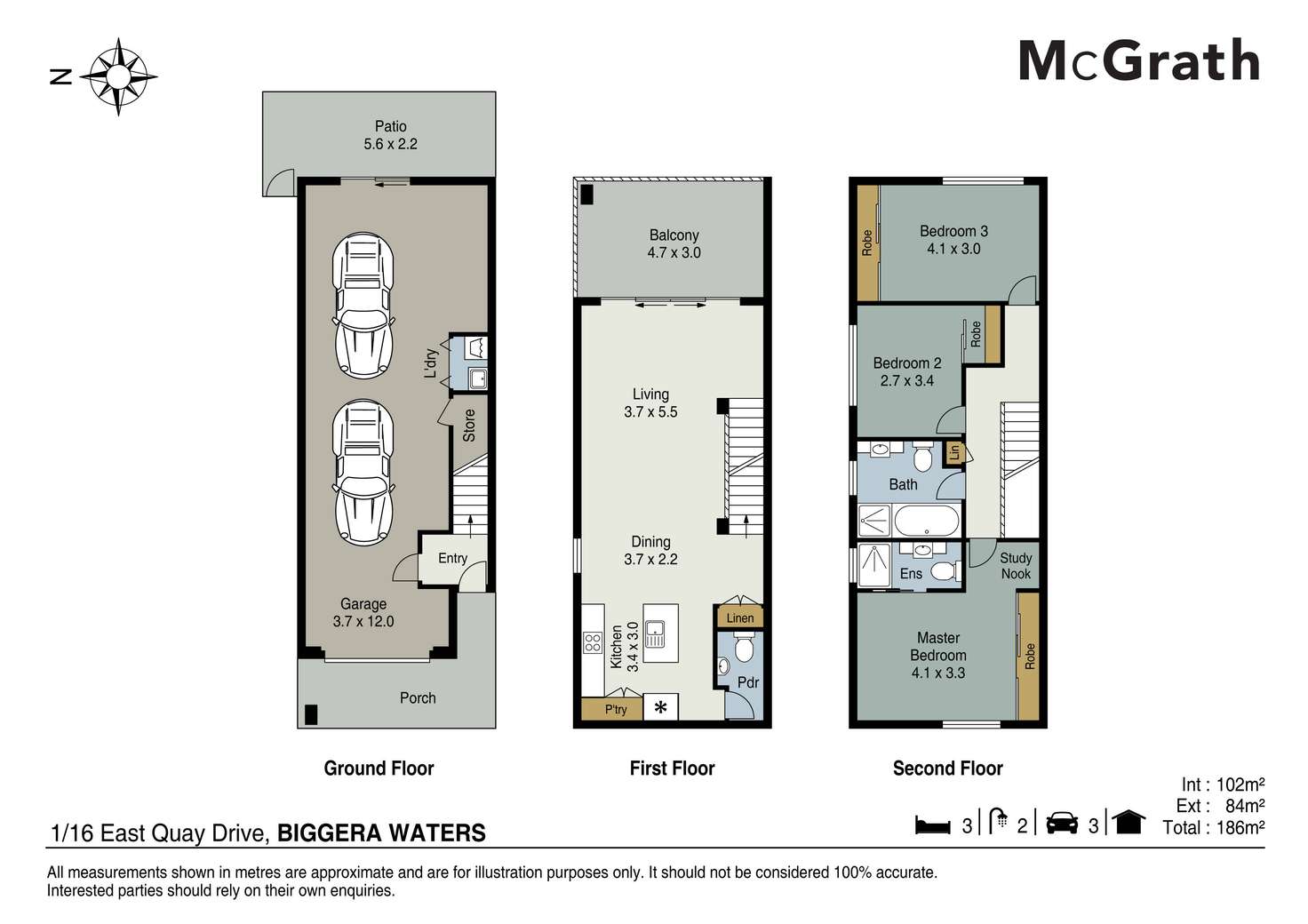 Floorplan of Homely townhouse listing, 1/61 East Quay Drive, Biggera Waters QLD 4216