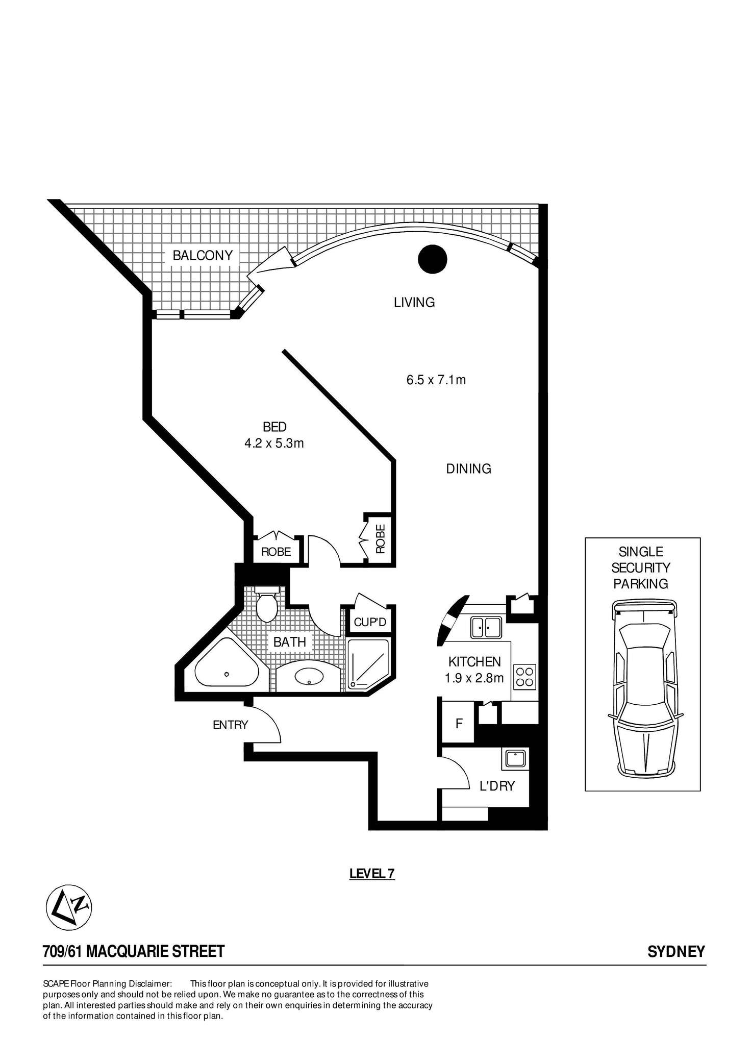 Floorplan of Homely apartment listing, 709/61 Macquarie Street, Sydney NSW 2000