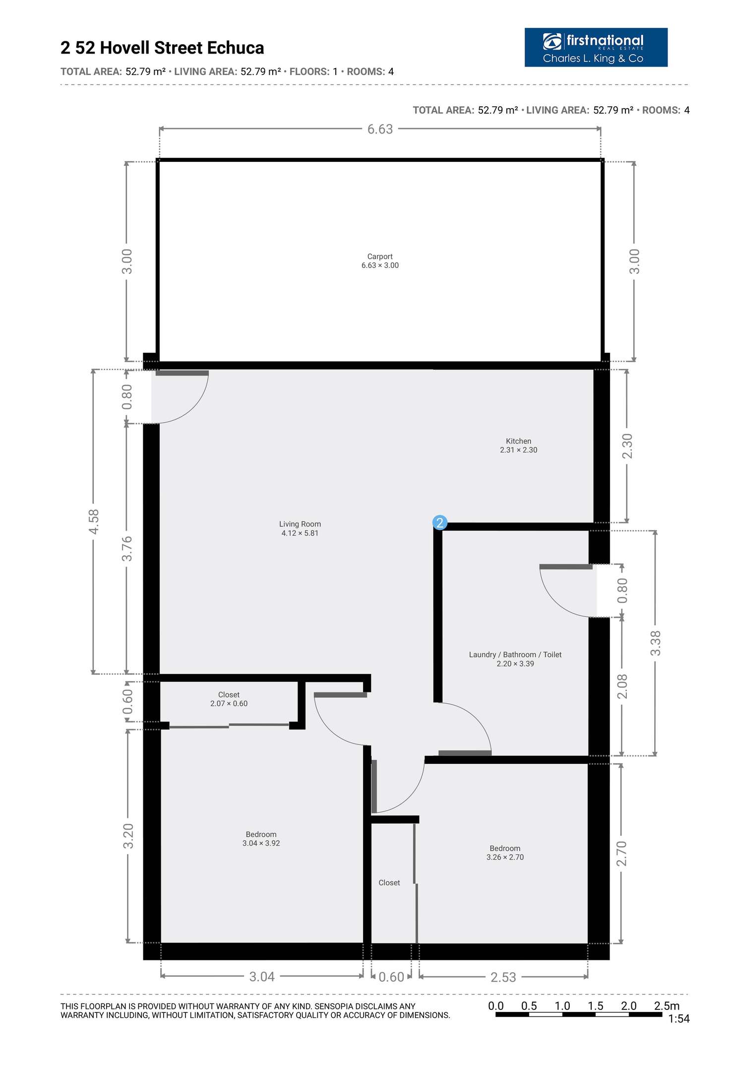 Floorplan of Homely house listing, 2/52 Hovell Street, Echuca VIC 3564