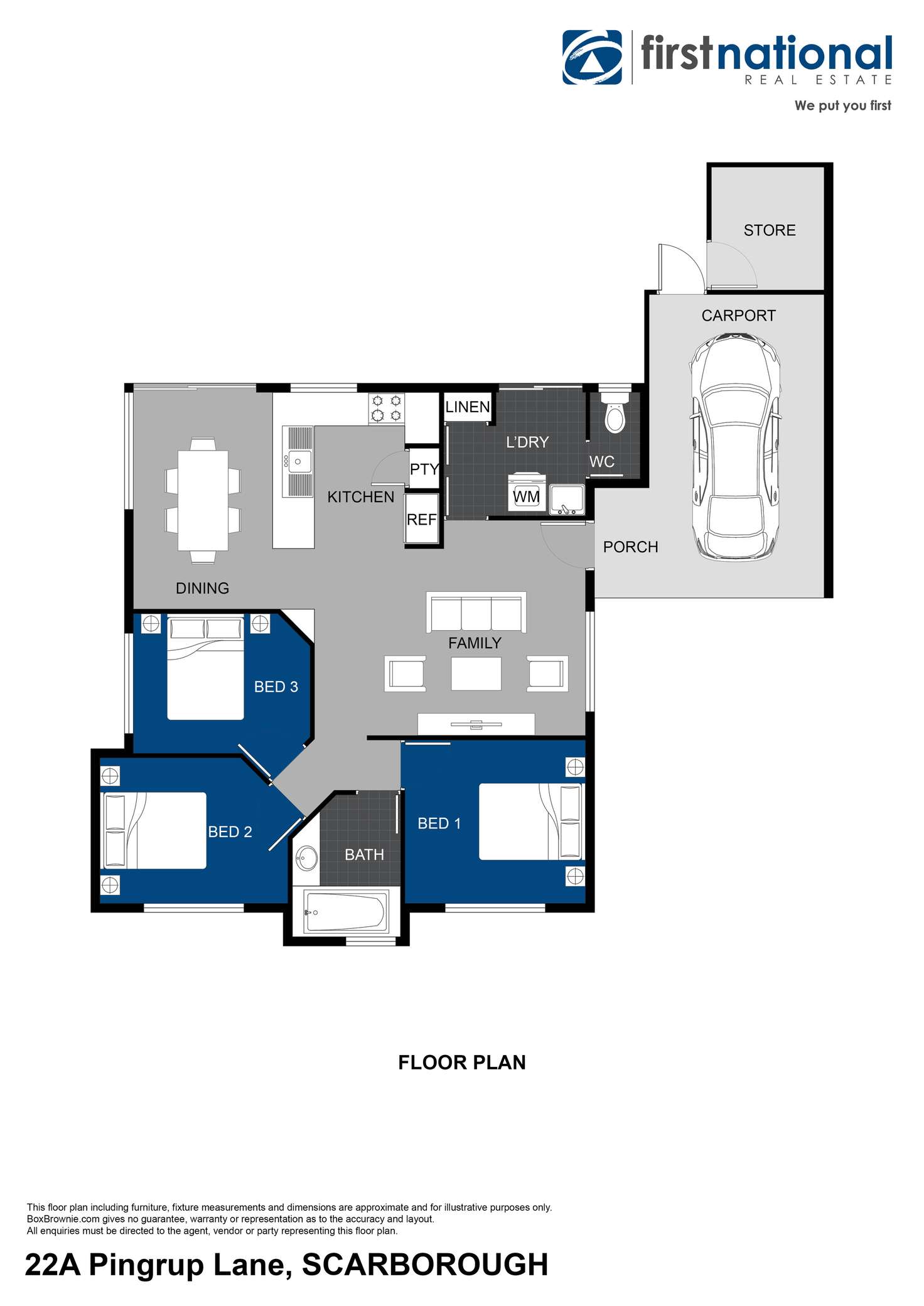 Floorplan of Homely villa listing, 22A Pingrup Lane, Scarborough WA 6019