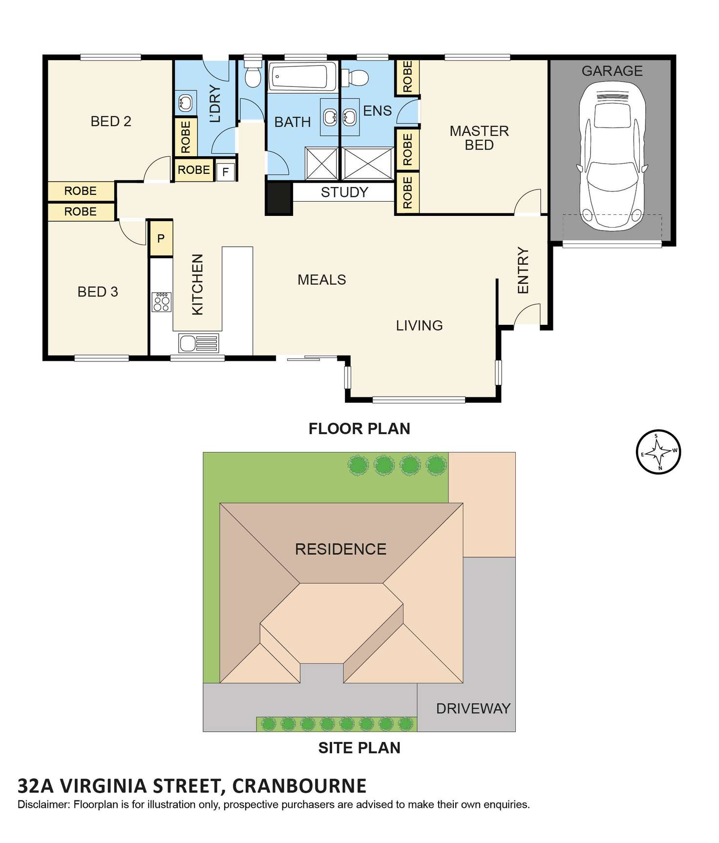 Floorplan of Homely unit listing, 32A Virginia Street, Cranbourne VIC 3977