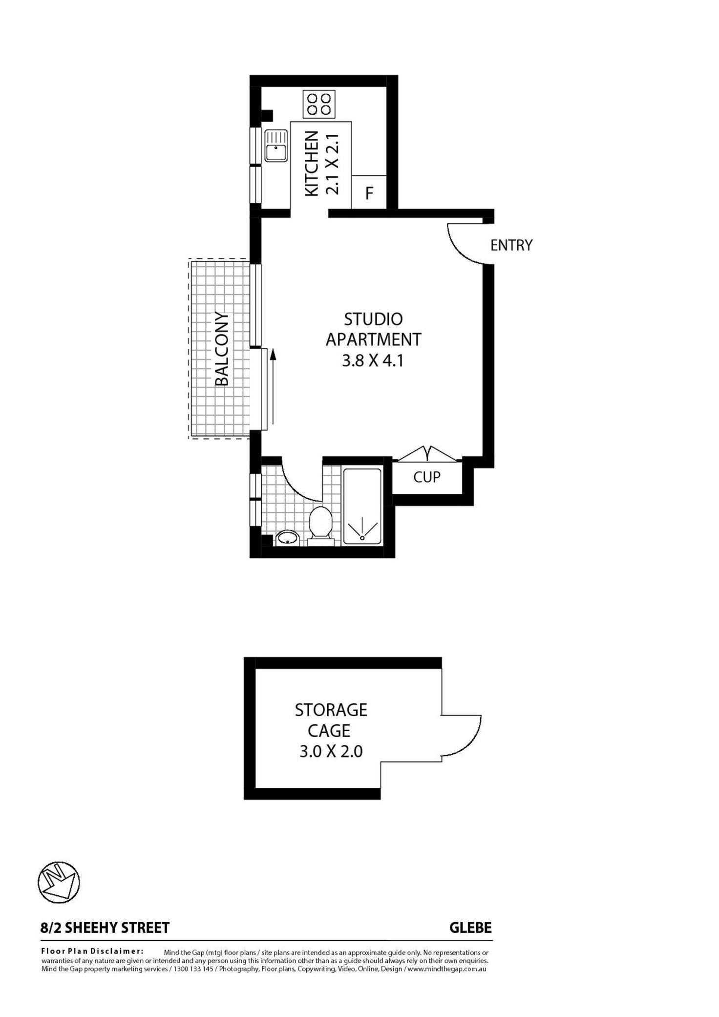 Floorplan of Homely studio listing, 8/2-6 Sheehy Street, Glebe NSW 2037