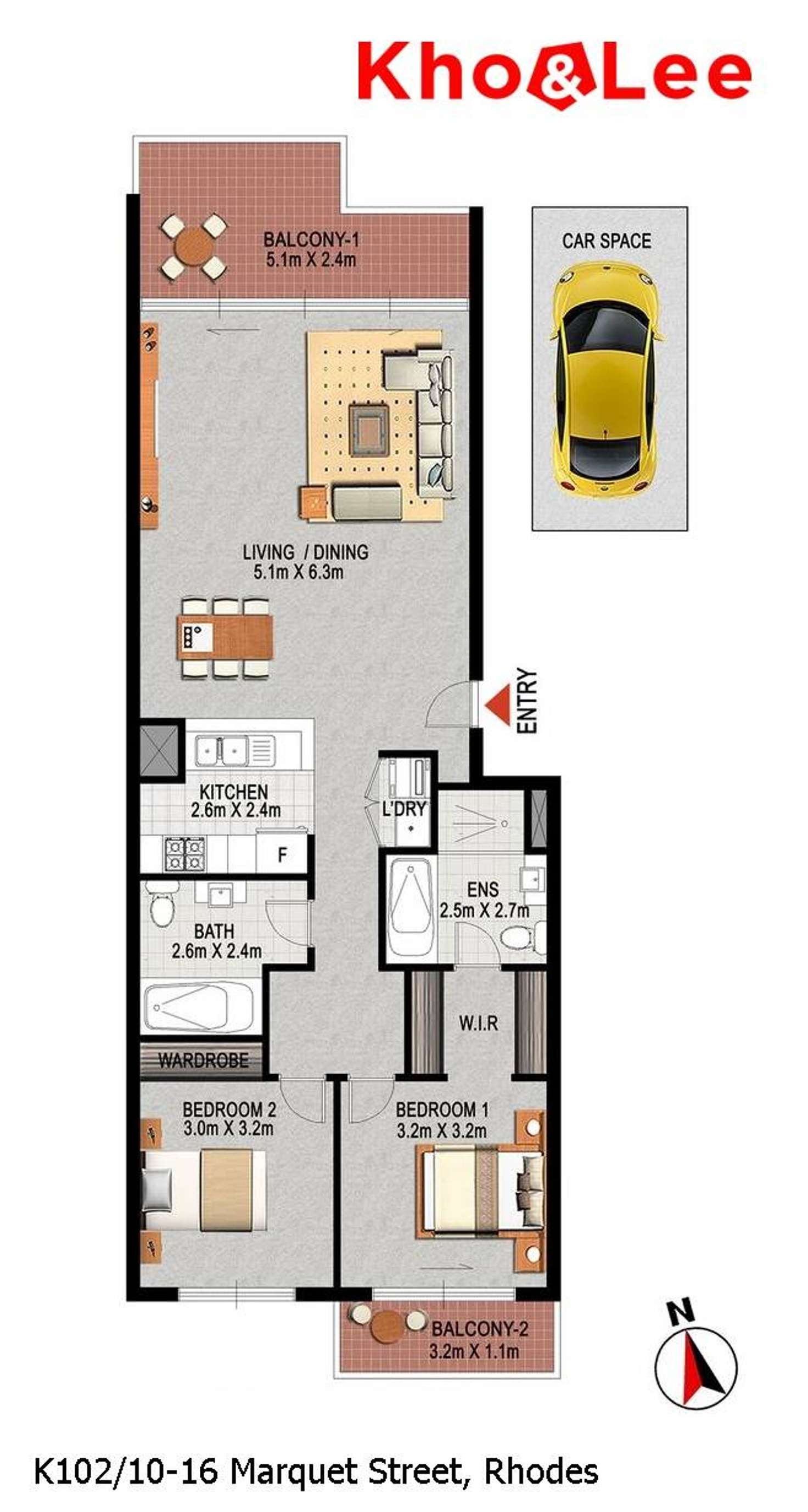 Floorplan of Homely apartment listing, K102/10-16 Marquet Street, Rhodes NSW 2138