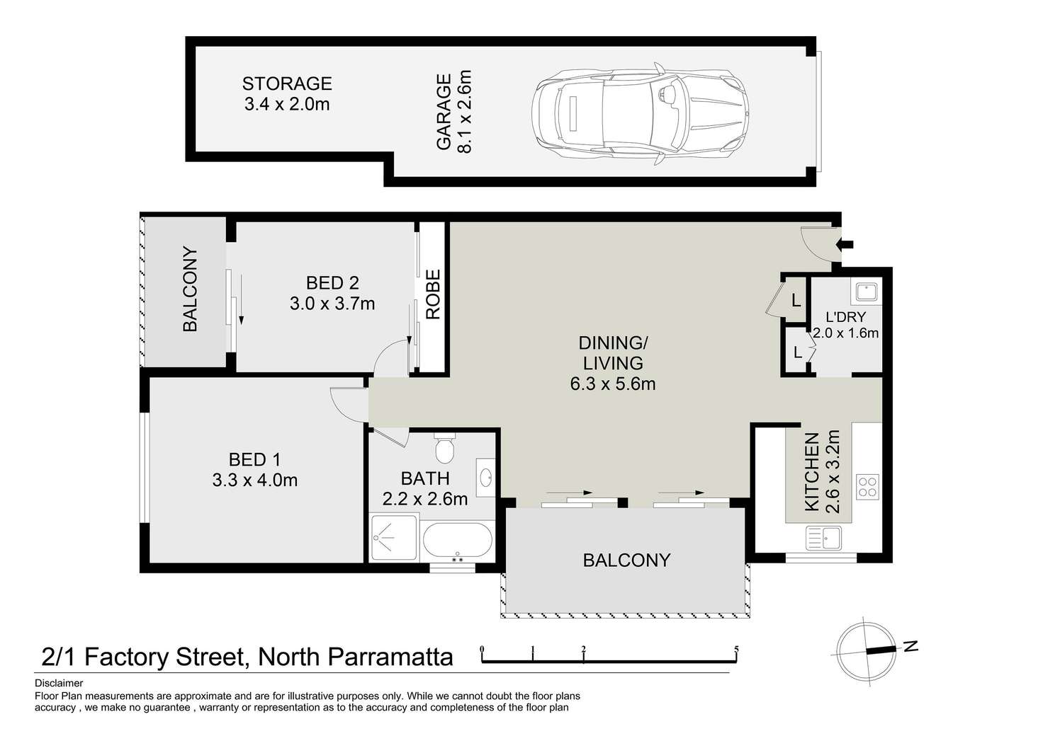 Floorplan of Homely apartment listing, 2/1 Factory Street, North Parramatta NSW 2151