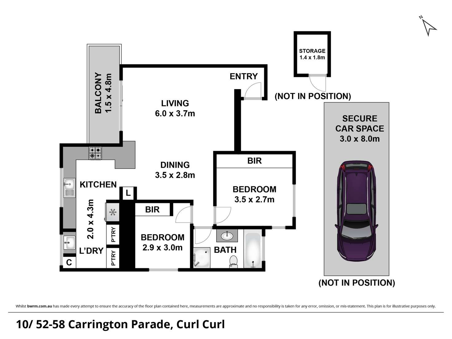 Floorplan of Homely unit listing, 10/52-58 Carrington Parade, Curl Curl NSW 2096