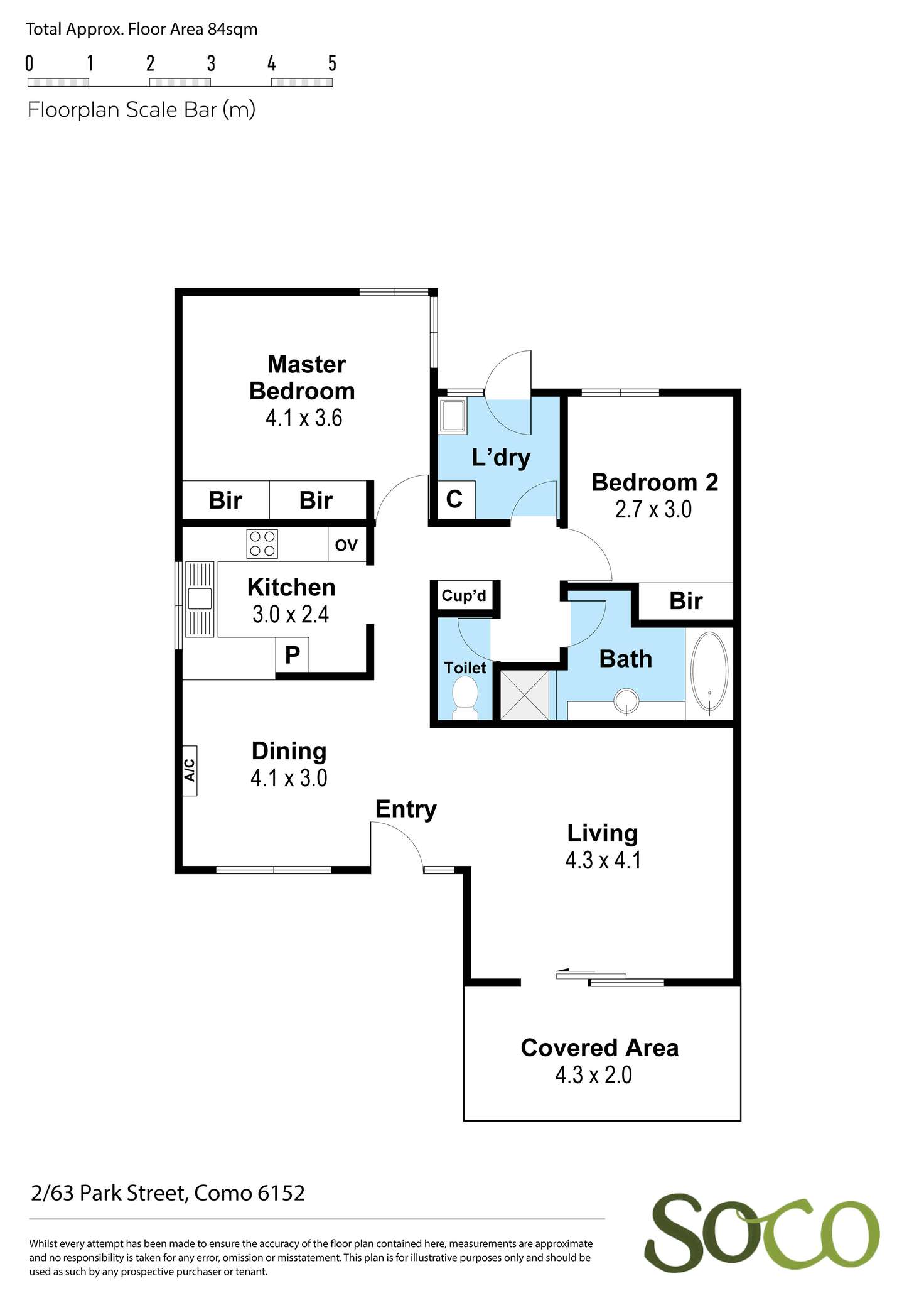 Floorplan of Homely villa listing, 2/63 Park Street, Como WA 6152