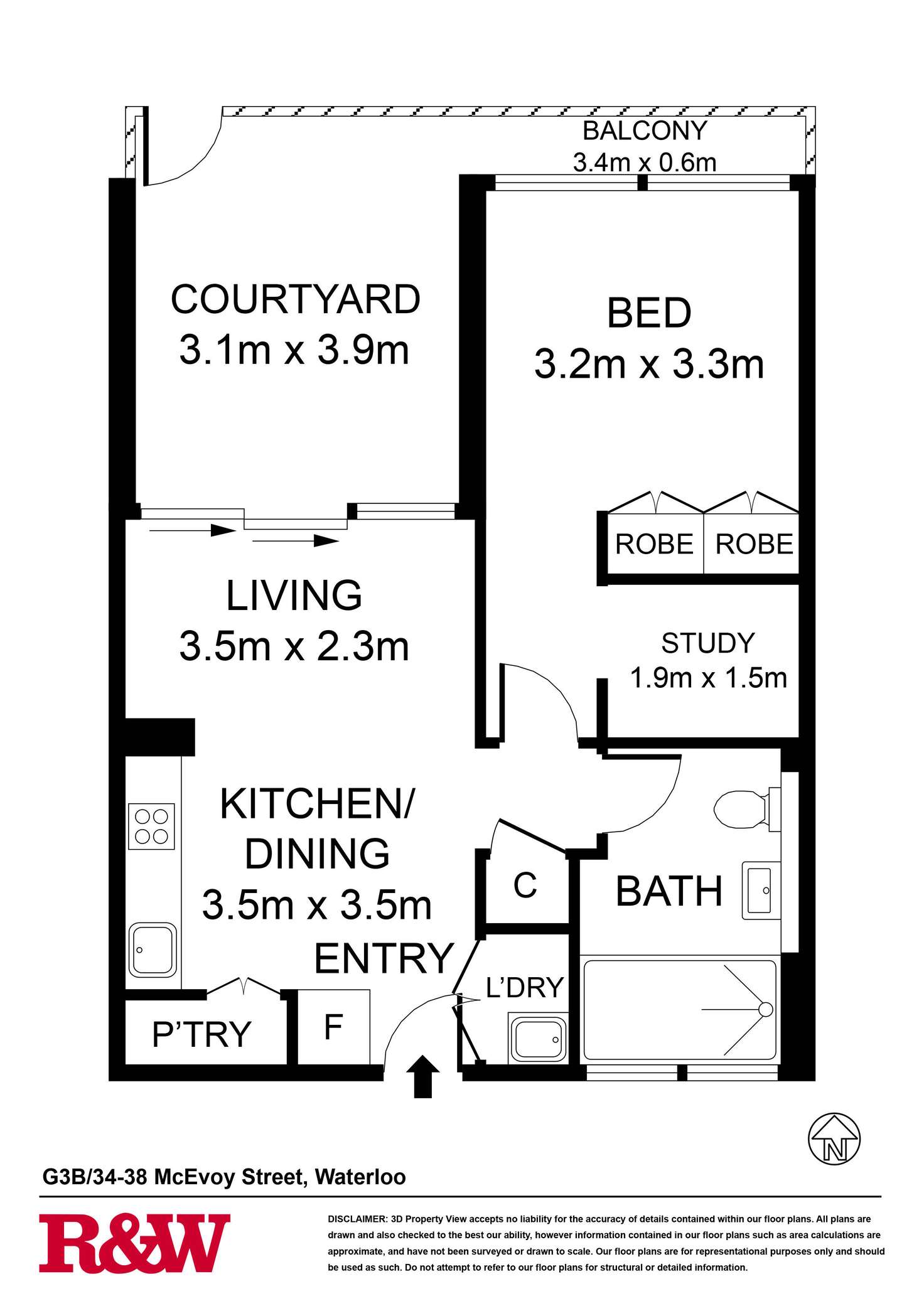 Floorplan of Homely apartment listing, BG03/34-38 McEvoy Street, Waterloo NSW 2017