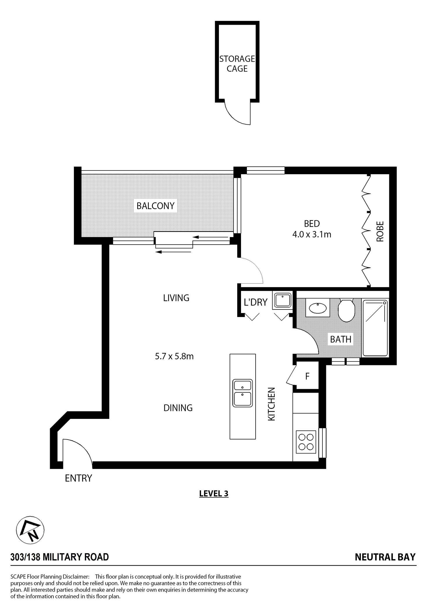 Floorplan of Homely apartment listing, 303/140 Military Road, Neutral Bay NSW 2089