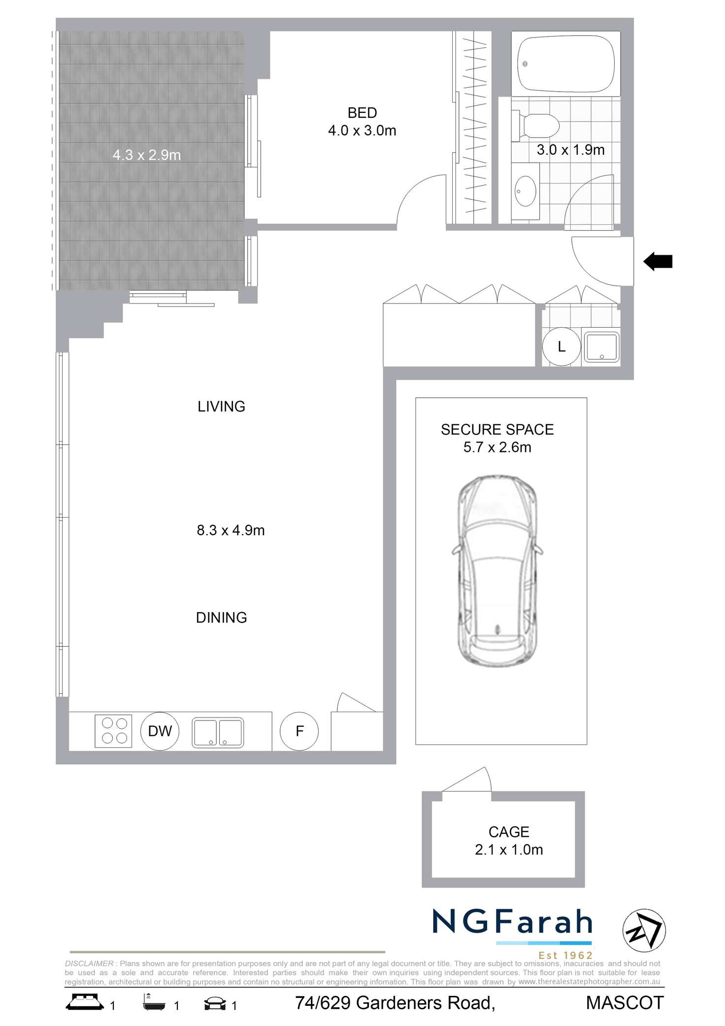 Floorplan of Homely apartment listing, 74/629 Gardeners Road, Mascot NSW 2020