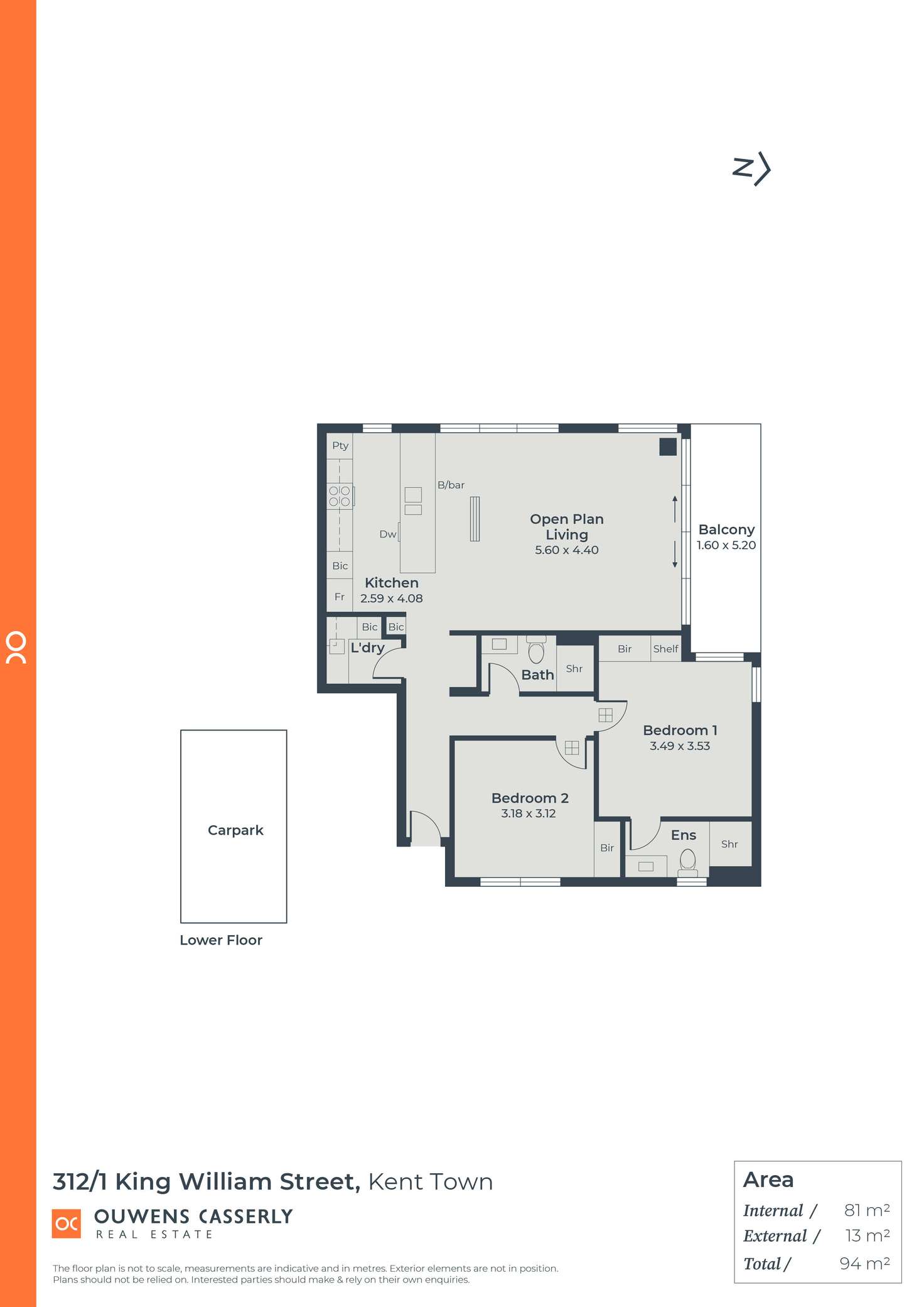 Floorplan of Homely apartment listing, 312/1 King William Street, Kent Town SA 5067