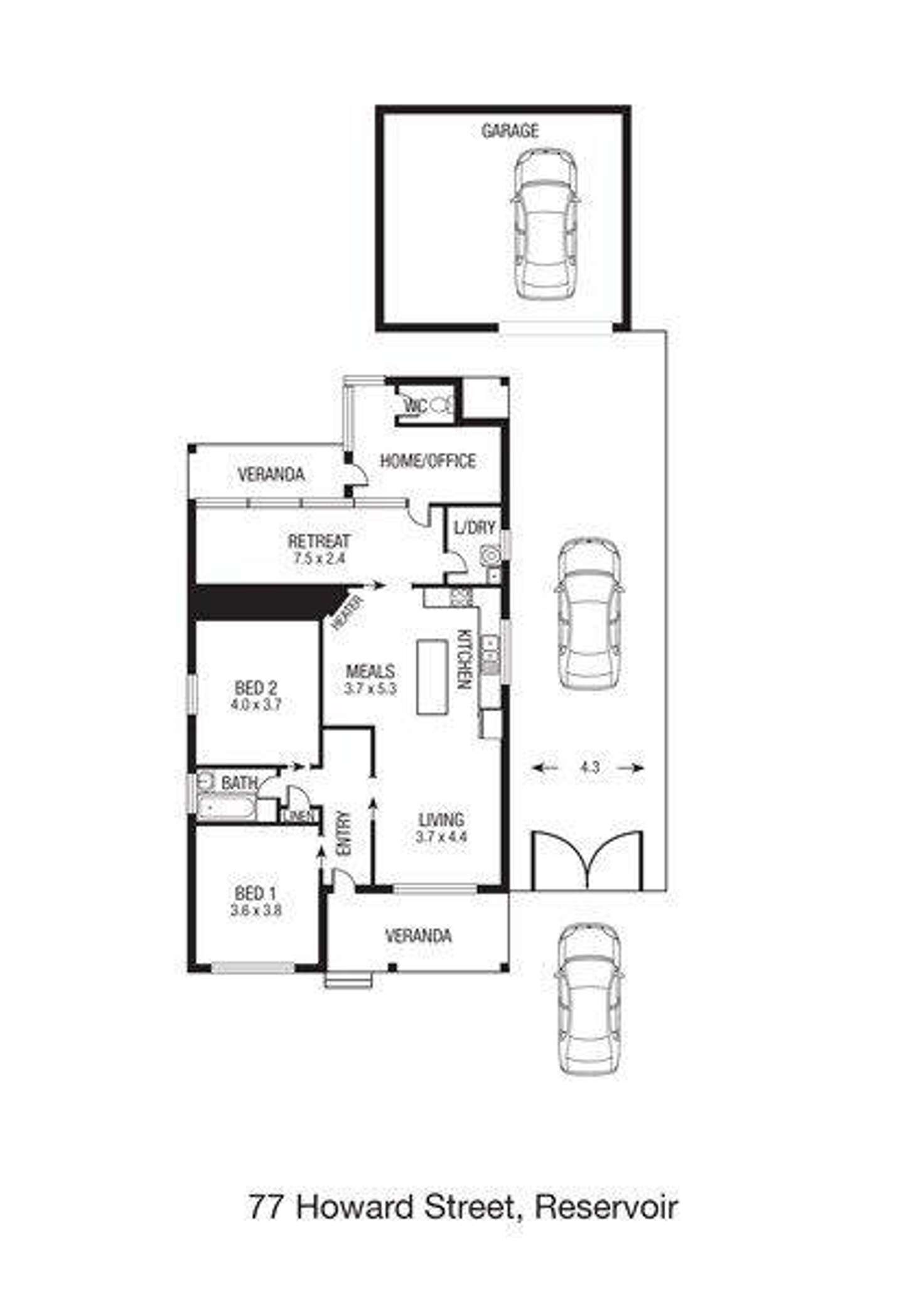 Floorplan of Homely house listing, 77 Howard Street, Reservoir VIC 3073