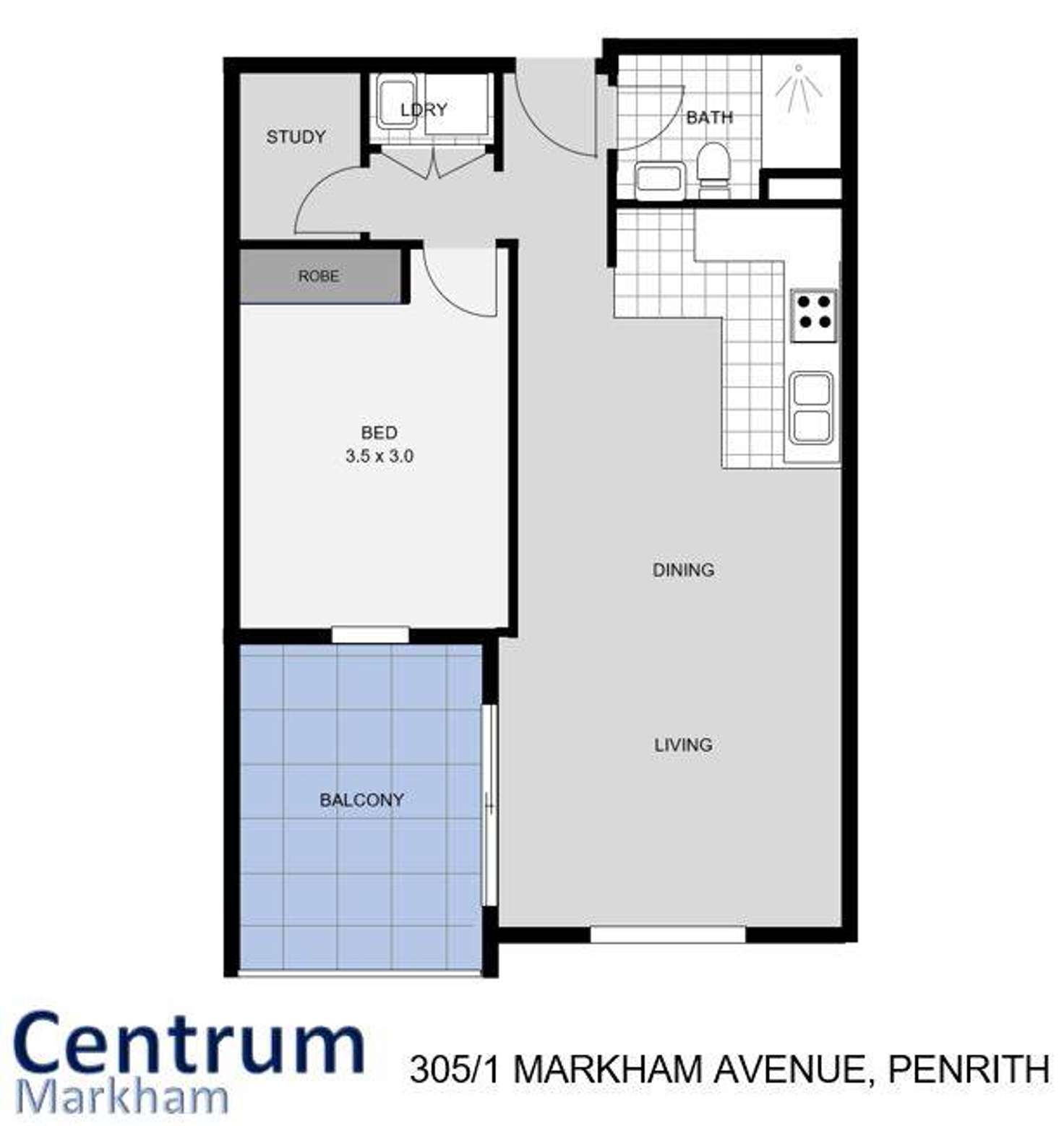 Floorplan of Homely apartment listing, 305/1 Markham Avenue, Penrith NSW 2750