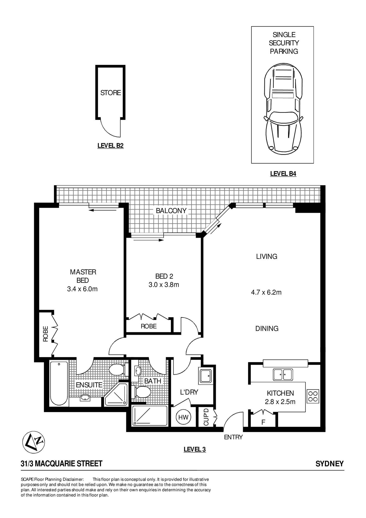 Floorplan of Homely apartment listing, 31/3 Macquarie Street, Sydney NSW 2000