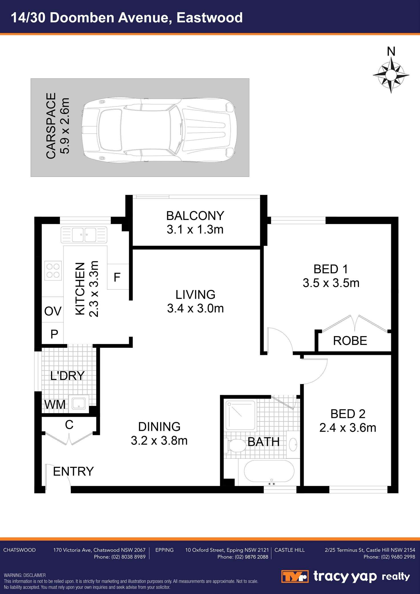 Floorplan of Homely apartment listing, 14/30-32 Doomben Avenue, Eastwood NSW 2122