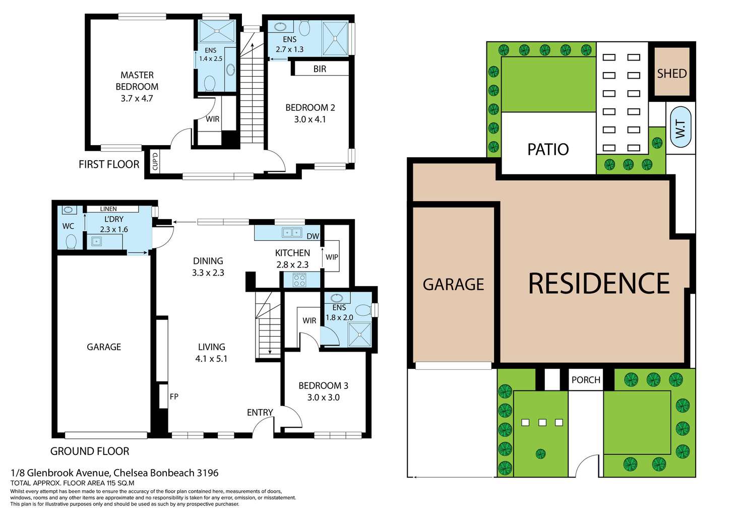 Floorplan of Homely townhouse listing, 1/8 Glenbrook Avenue, Bonbeach VIC 3196