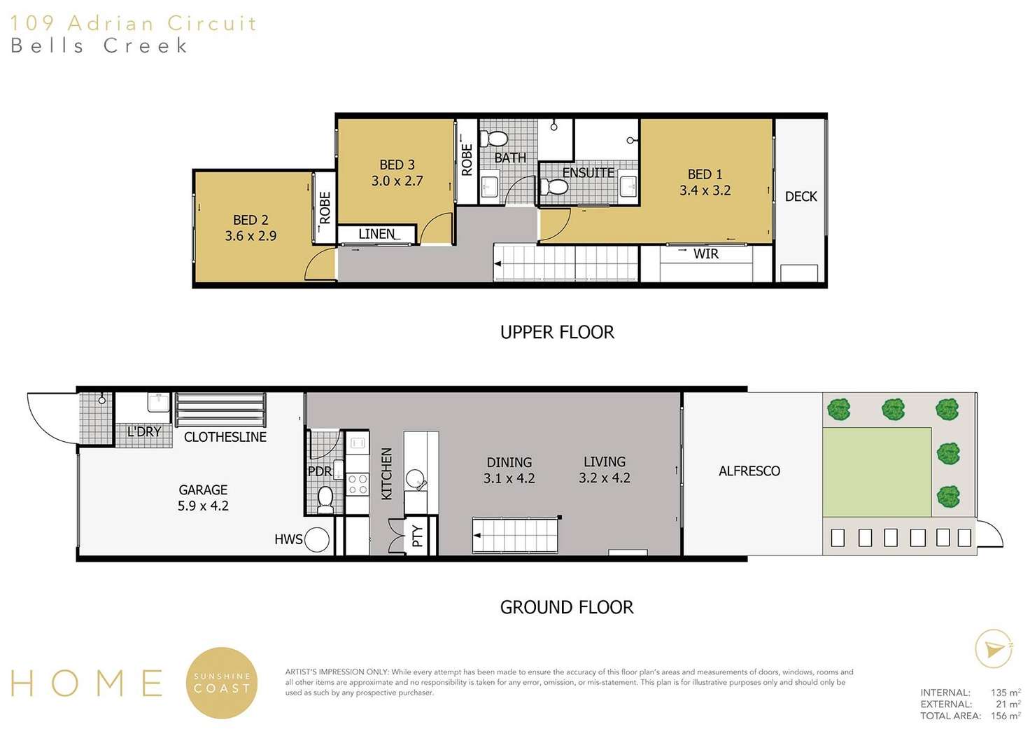 Floorplan of Homely townhouse listing, 109 Adrian Circuit, Nirimba QLD 4551