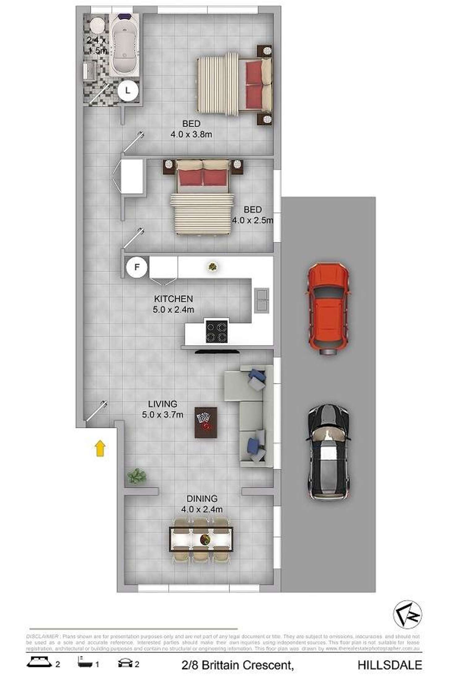 Floorplan of Homely apartment listing, 2/8 Brittain Crescent, Hillsdale NSW 2036