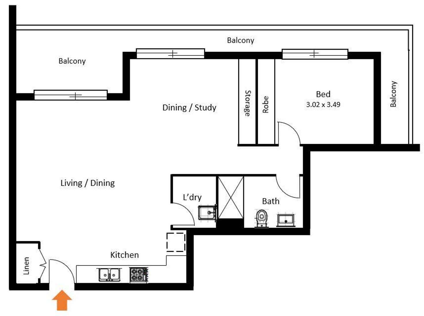 Floorplan of Homely apartment listing, 3.02/1 Markham Avenue, Penrith NSW 2750