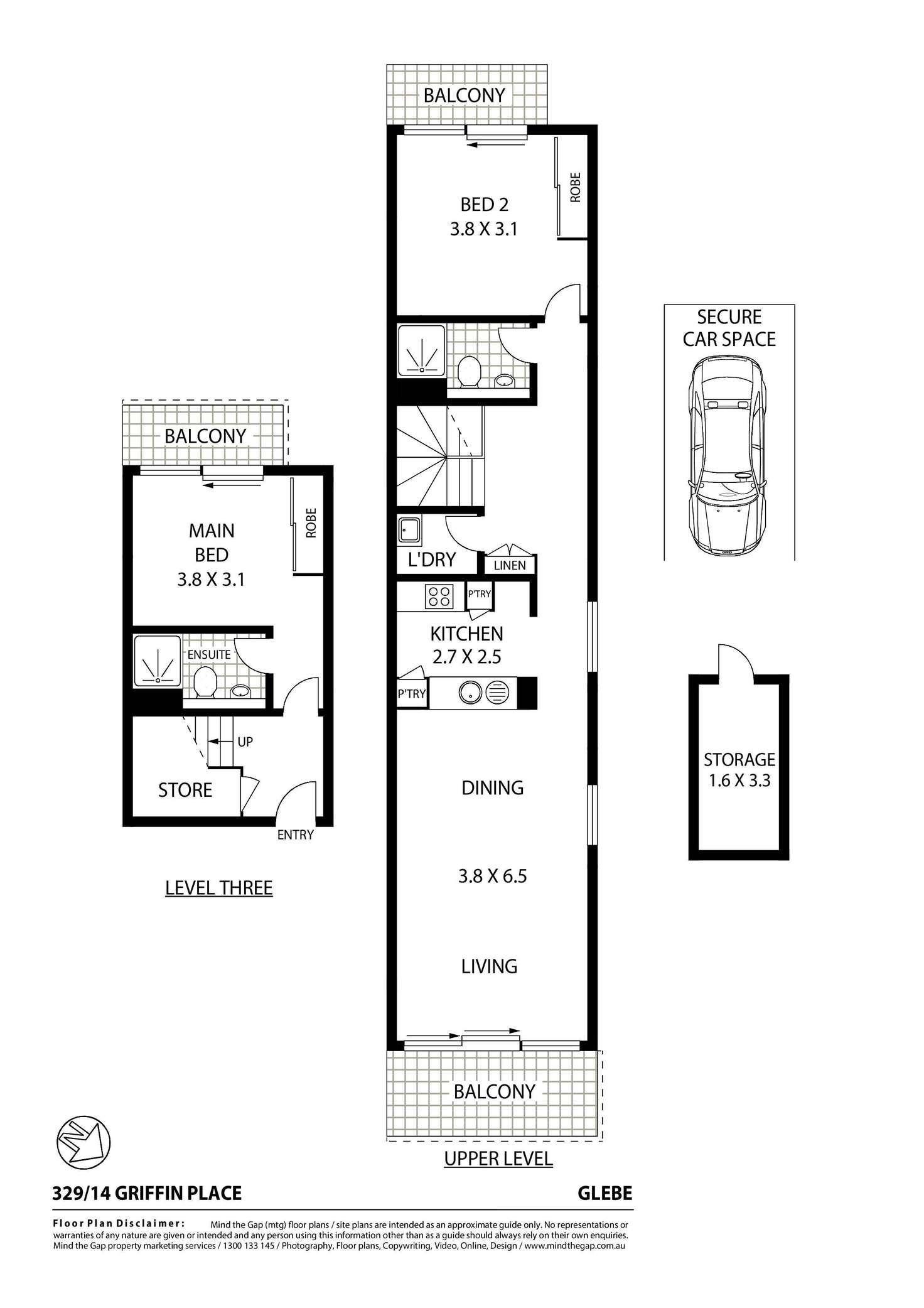 Floorplan of Homely apartment listing, 329/14 Griffin Place, Glebe NSW 2037
