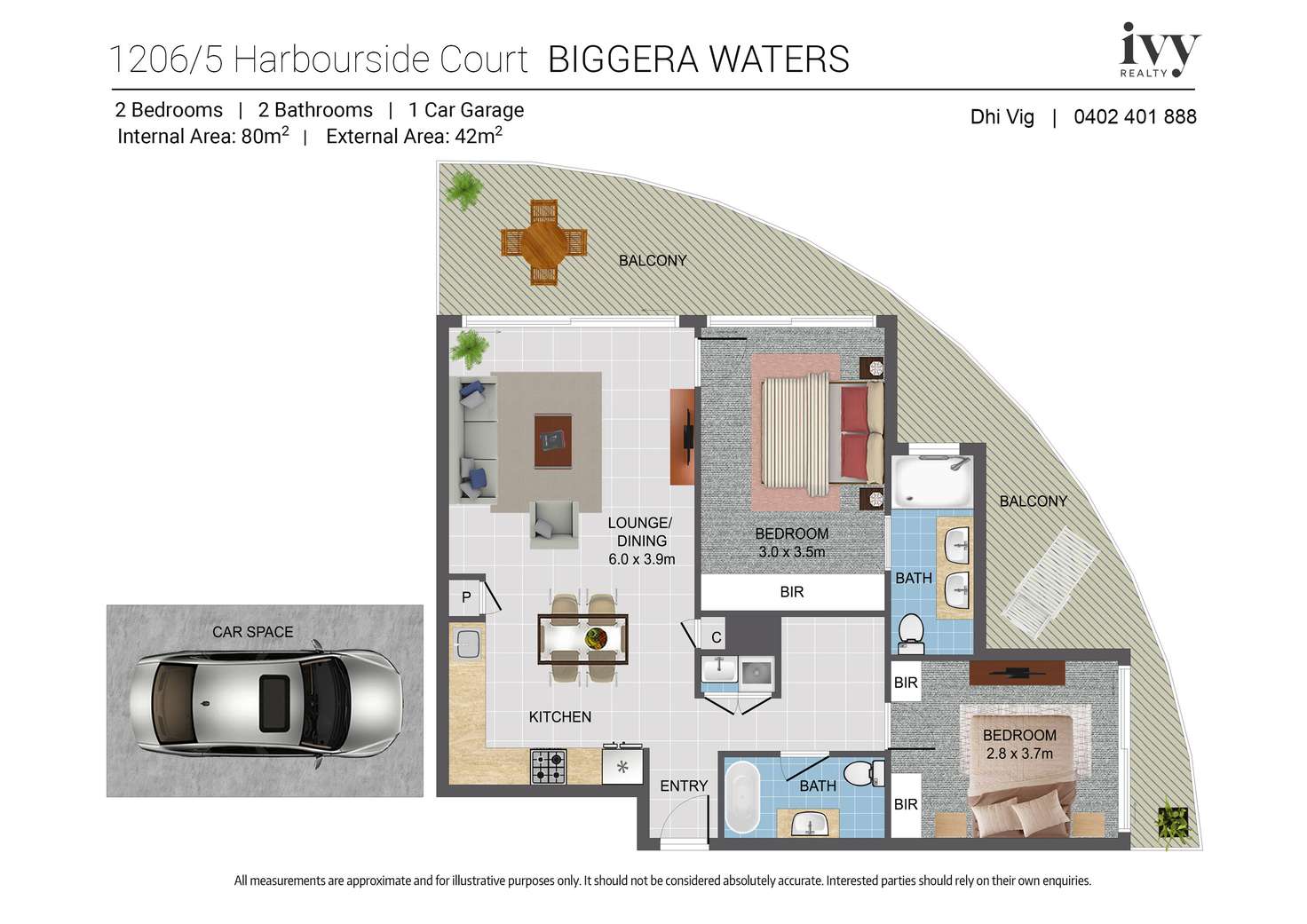 Floorplan of Homely unit listing, 1206/5 Harbour Side Court, Biggera Waters QLD 4216