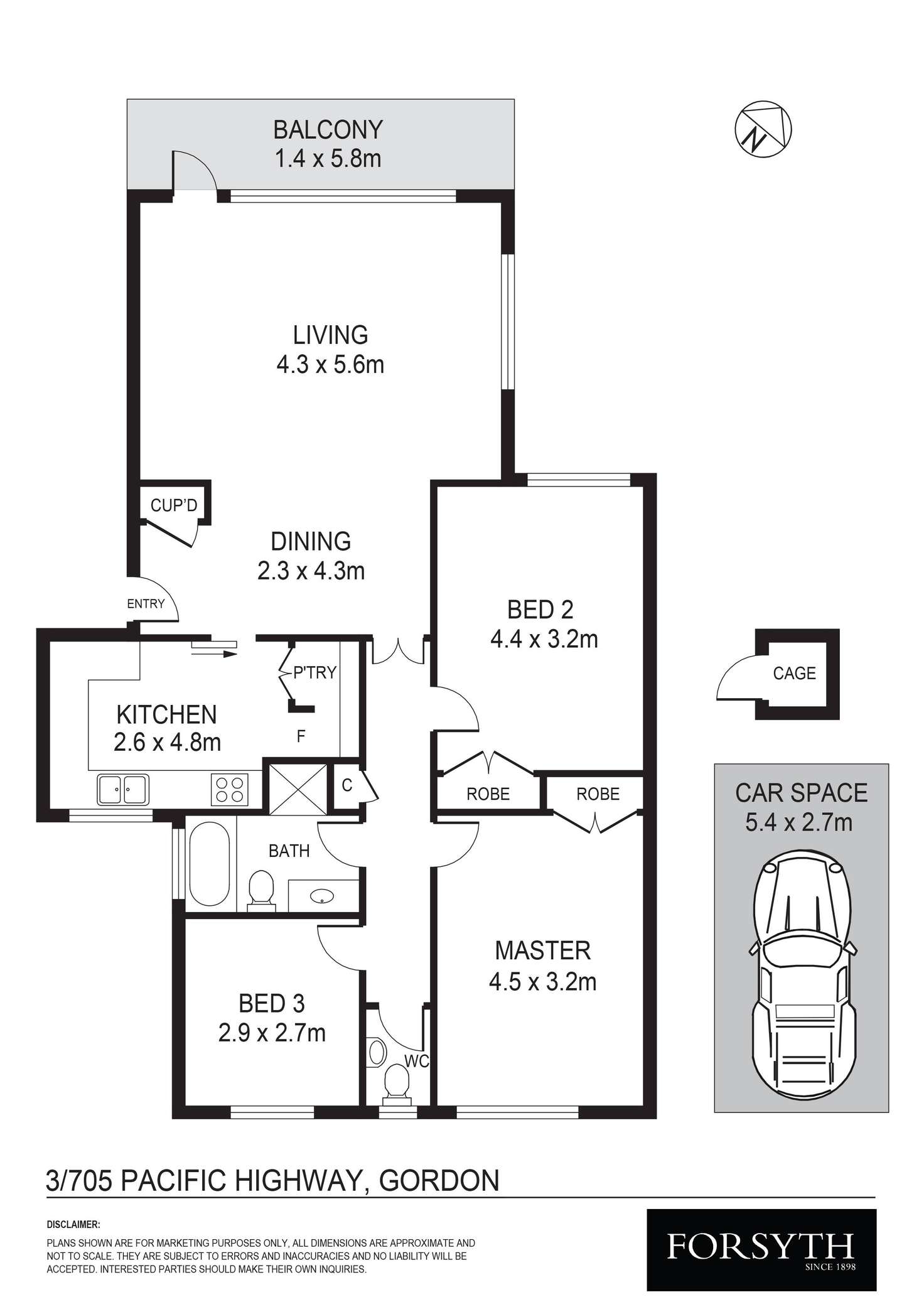 Floorplan of Homely apartment listing, 3/705 Pacific Highway, Gordon NSW 2072