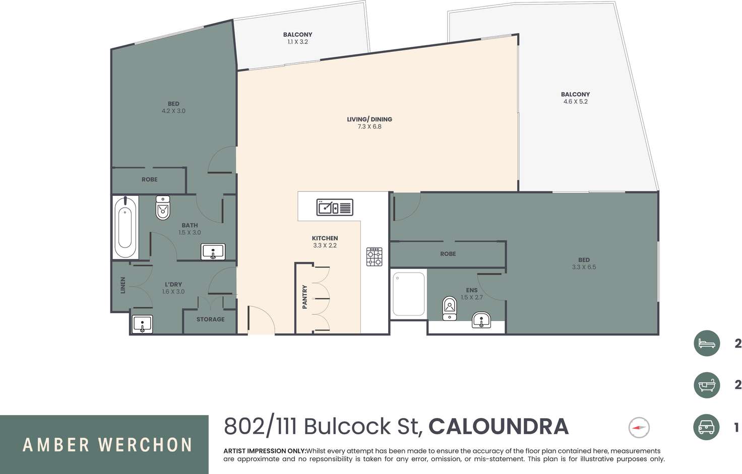 Floorplan of Homely unit listing, 802/111 Bulcock Street, Caloundra QLD 4551