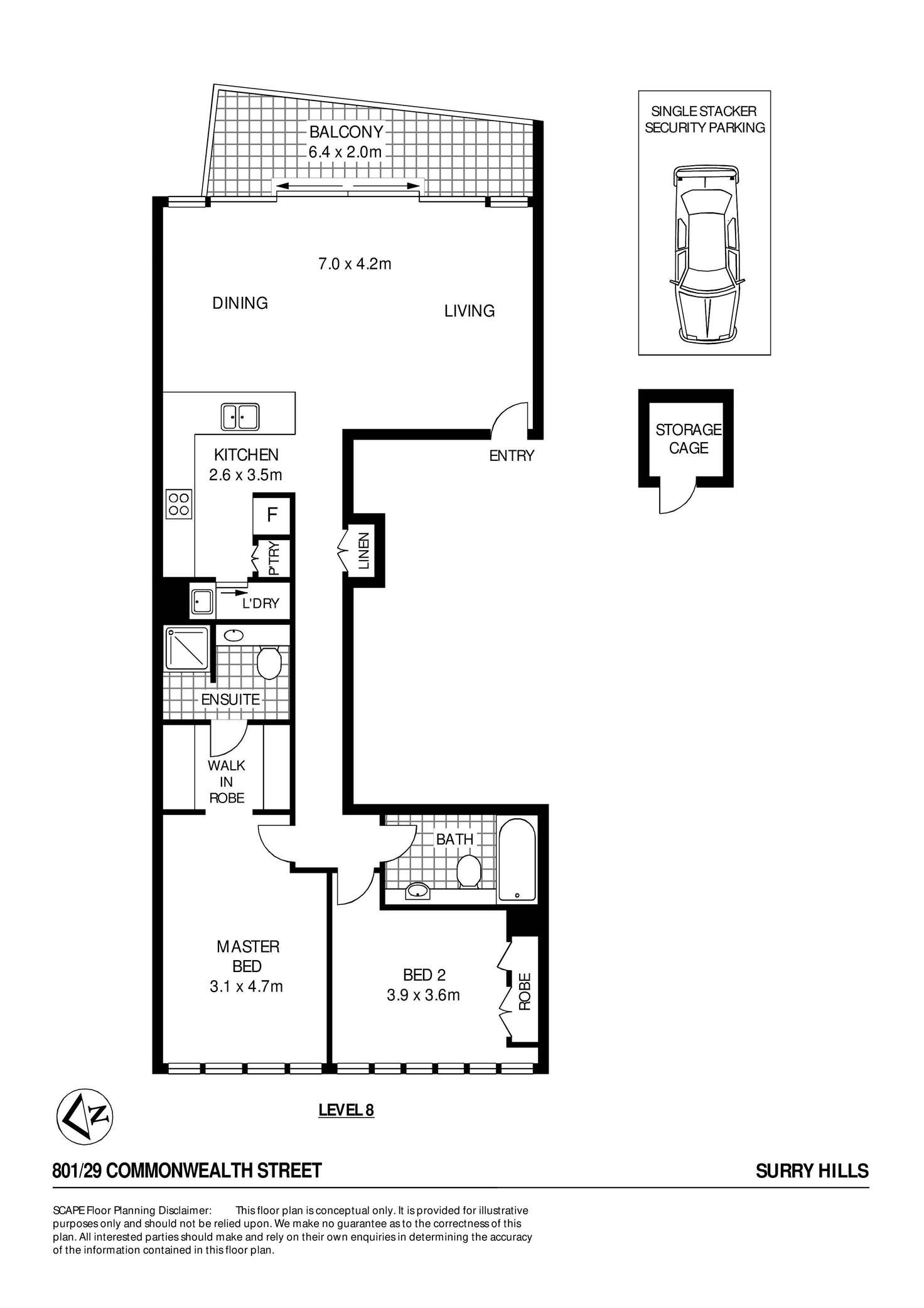 Floorplan of Homely apartment listing, 801/29 Commonwealth Street, Sydney NSW 2000