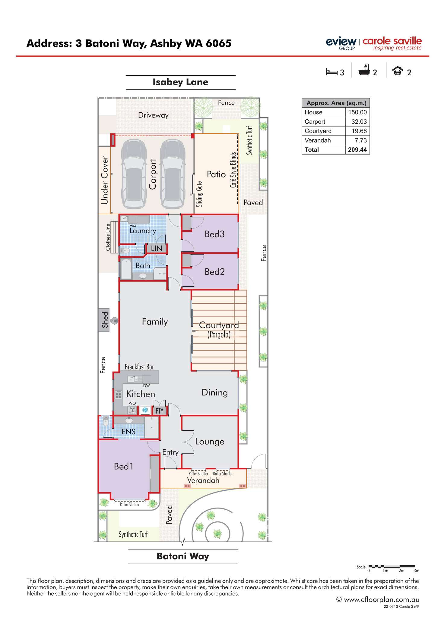Floorplan of Homely house listing, 3 Batoni Way, Ashby WA 6065