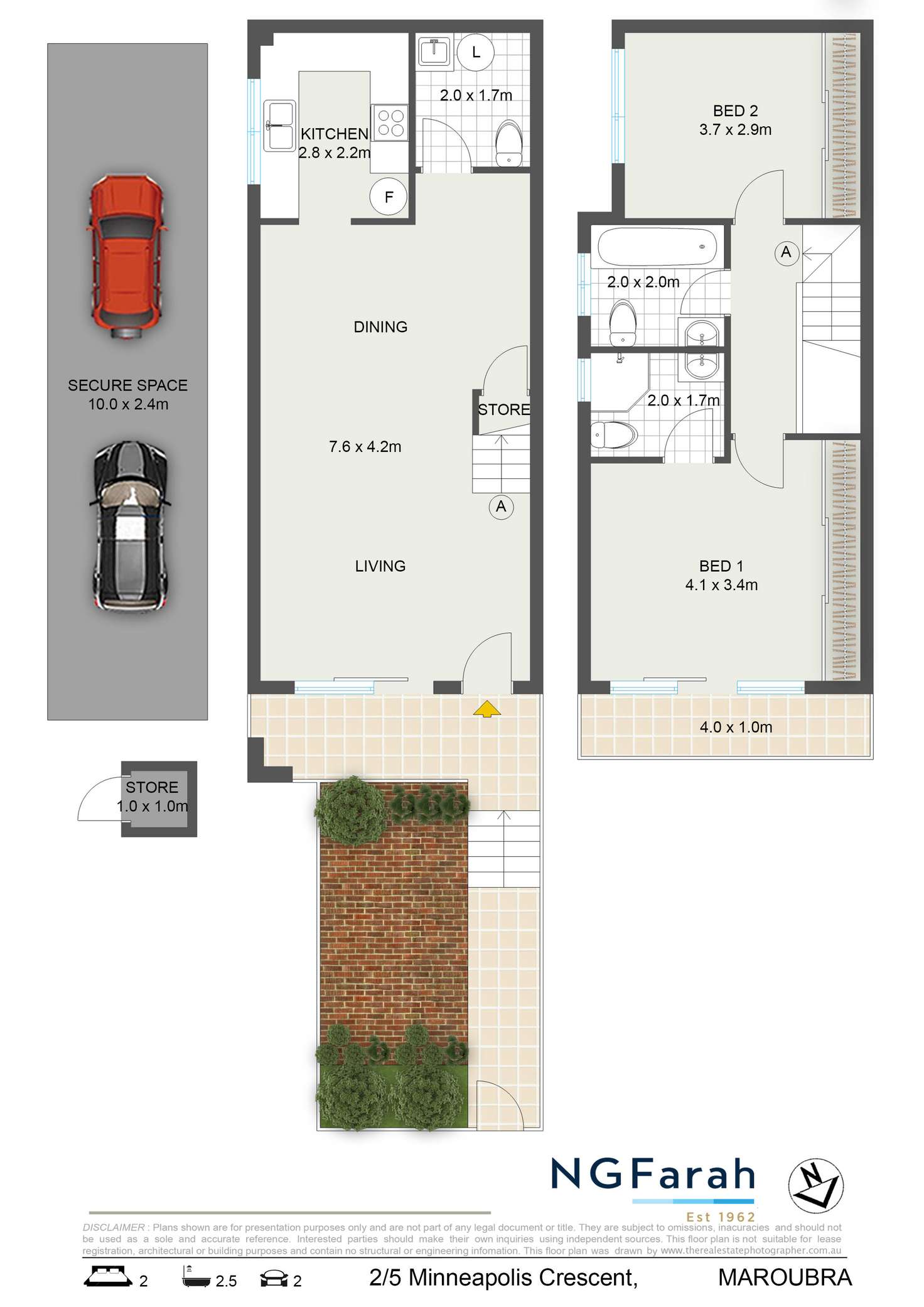 Floorplan of Homely townhouse listing, 2/5 Minneapolis Crescent, Maroubra NSW 2035