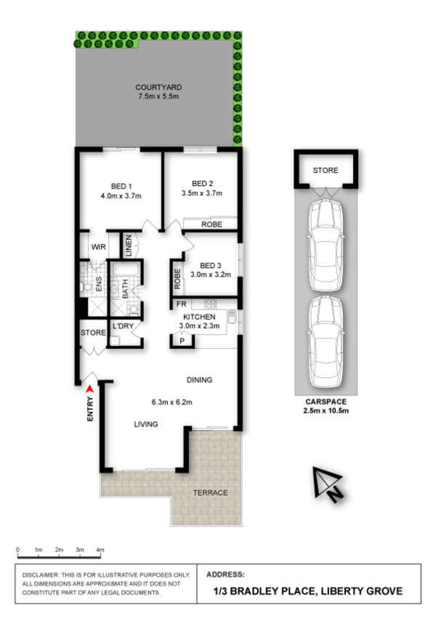 Floorplan of Homely apartment listing, 1/3 Bradley Place, Liberty Grove NSW 2138