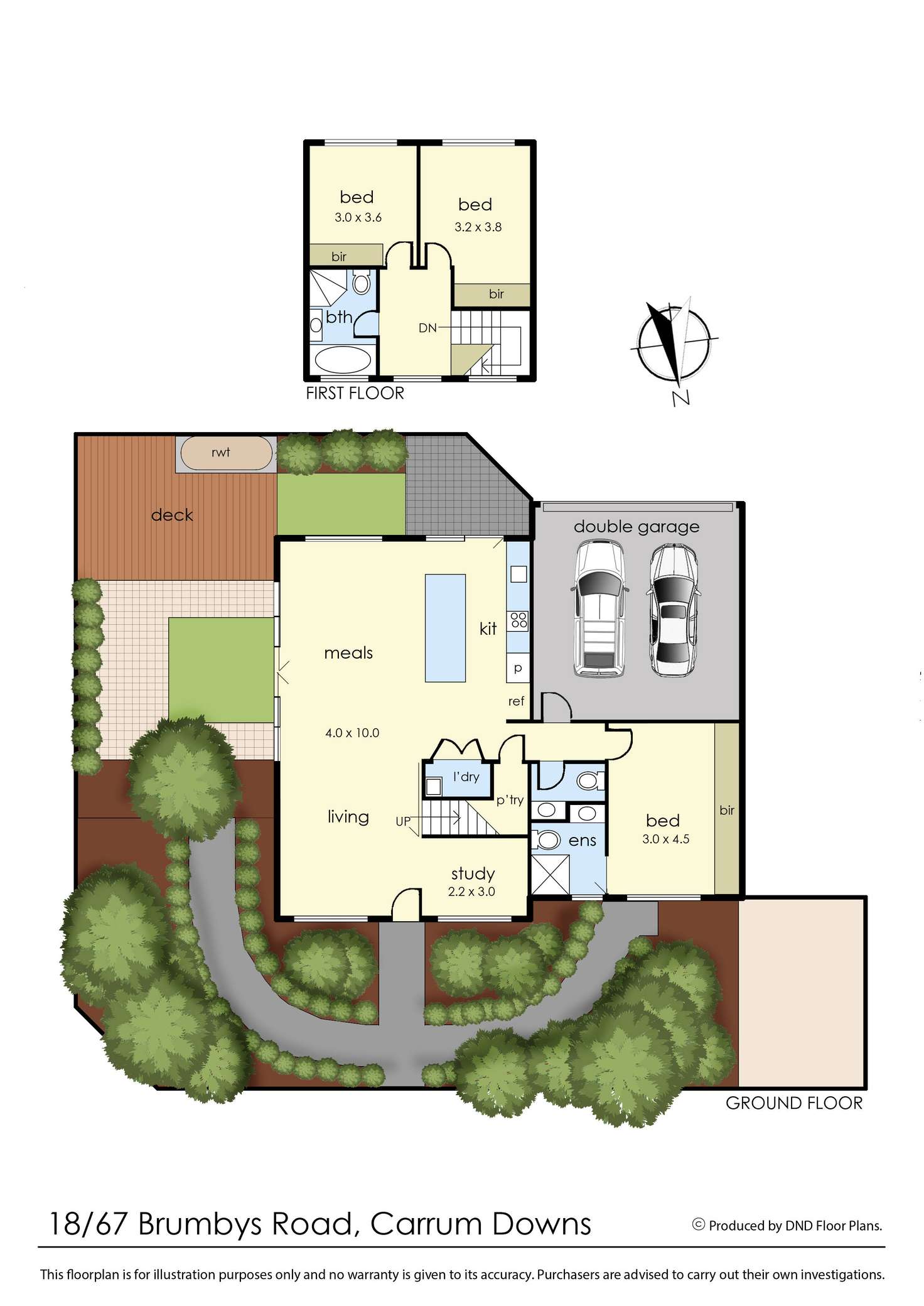 Floorplan of Homely townhouse listing, 18/67 Brumbys Road, Carrum Downs VIC 3201